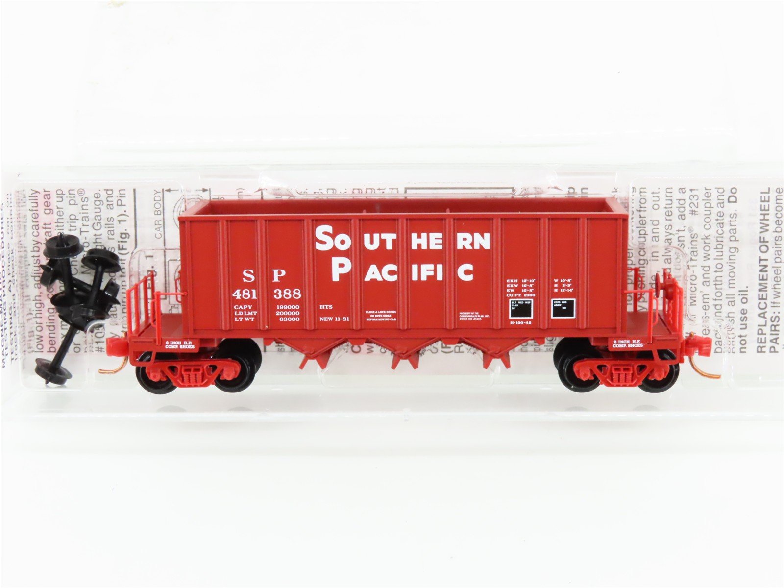 N Scale Micro-Trains MTL 125010 SP Southern Pacific 3-Bay Ortner Hopper #481388