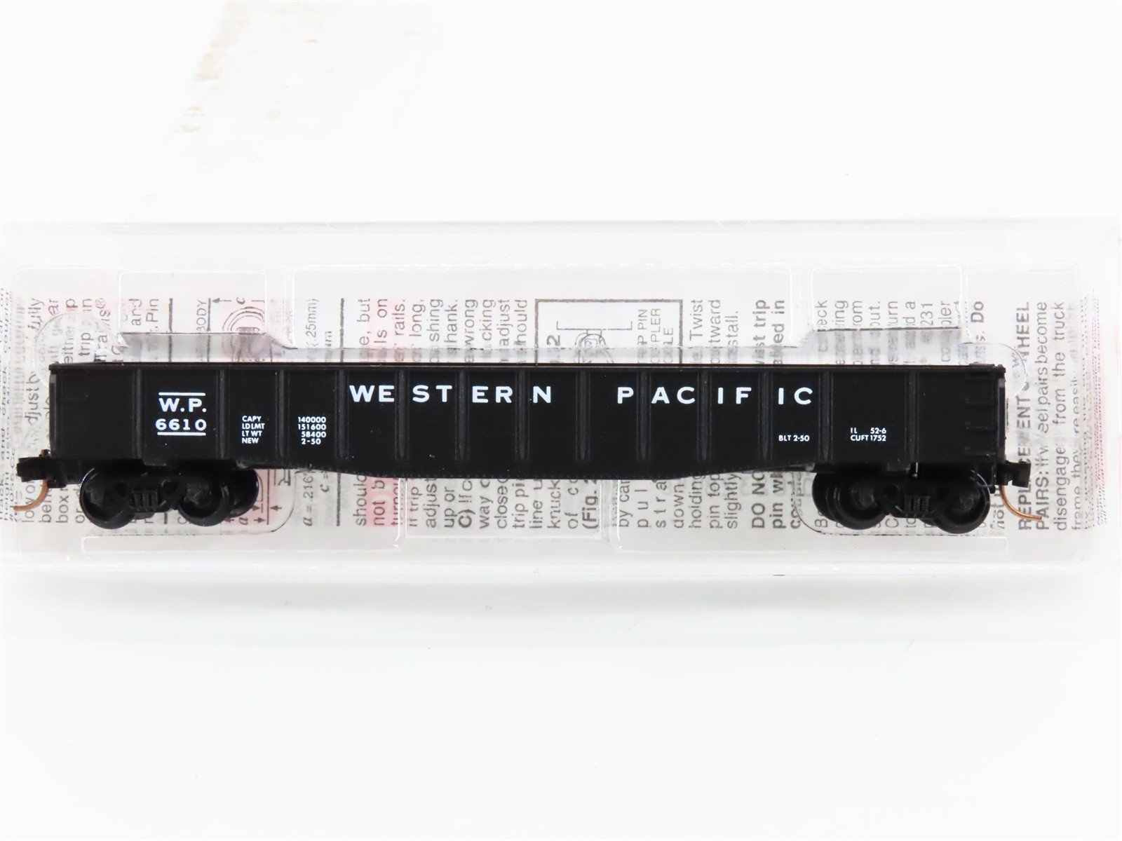 N Scale Micro-Trains MTL 46050 WP Western Pacific Railroad 50' Gondola #6610