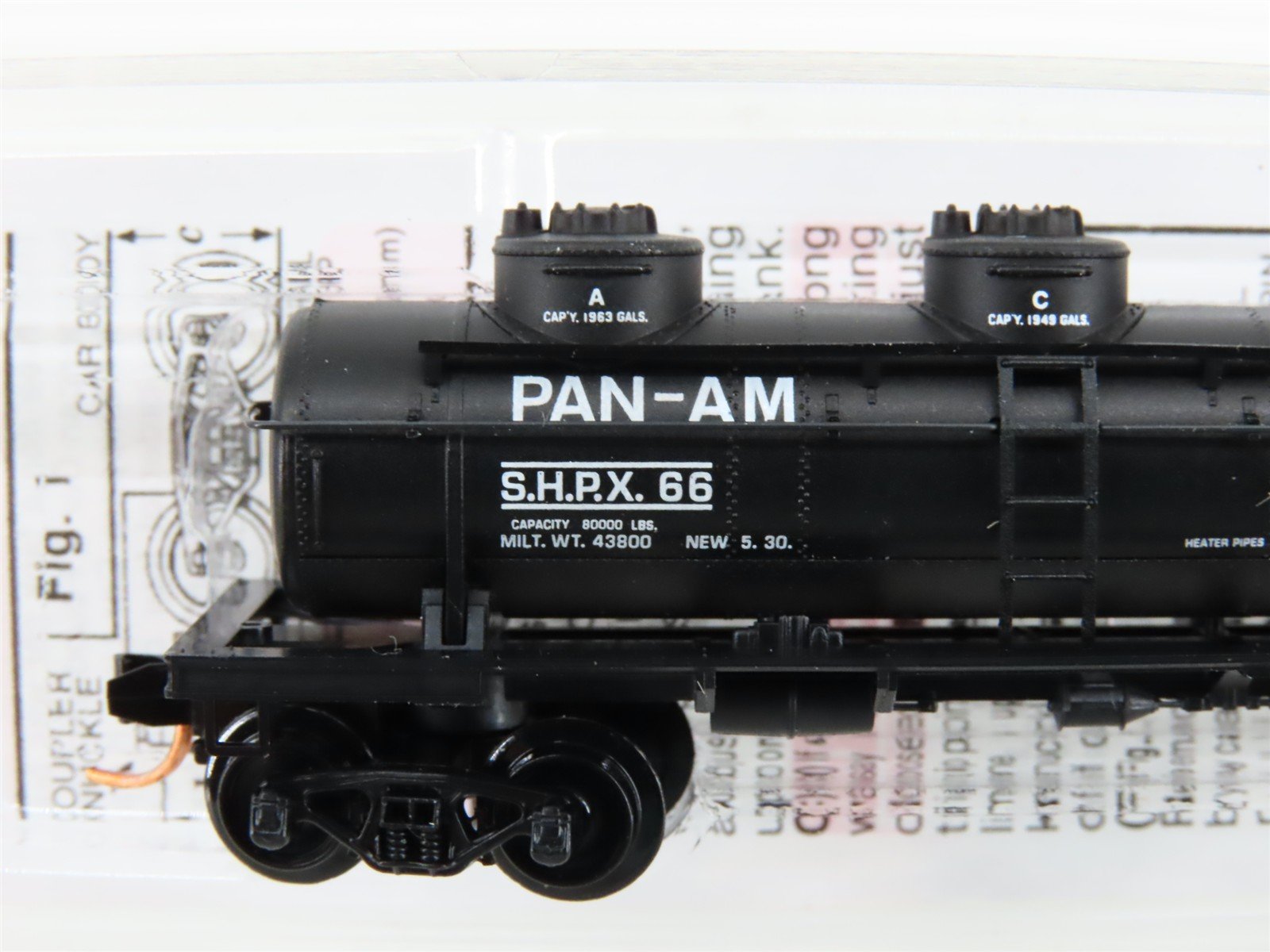 N Scale Micro-Trains MTL 06600030 SHPX Pan-Am Oils Triple Dome Tank Car #66