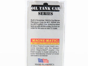 N Scale Micro-Trains MTL 06500740 WRNX Warren Petroleum 39' Tank Car #204