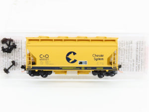 N Scale Micro-Trains MTL 92160 C&O Chessie System 2-Bay Covered Hopper #605527