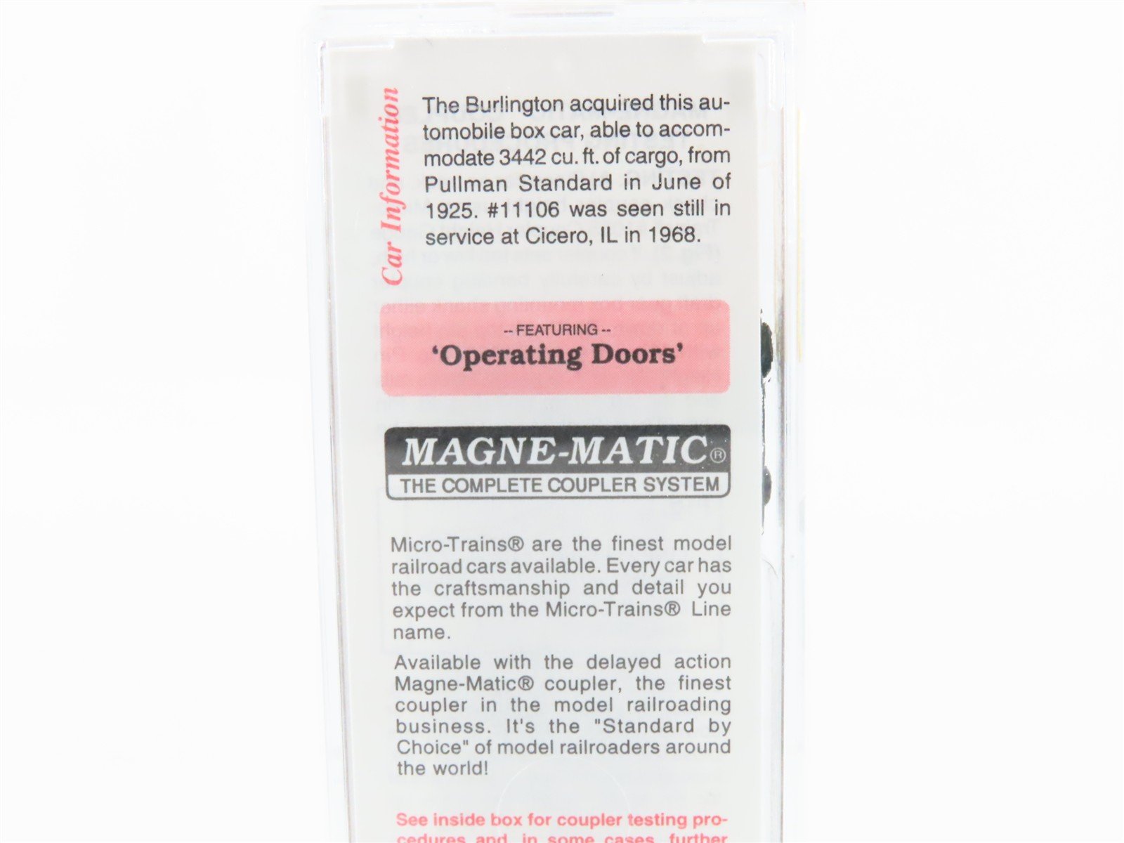 N Scale Micro-Trains MTL 29060 CB&Q Burlington Route 40' Box Car #11106