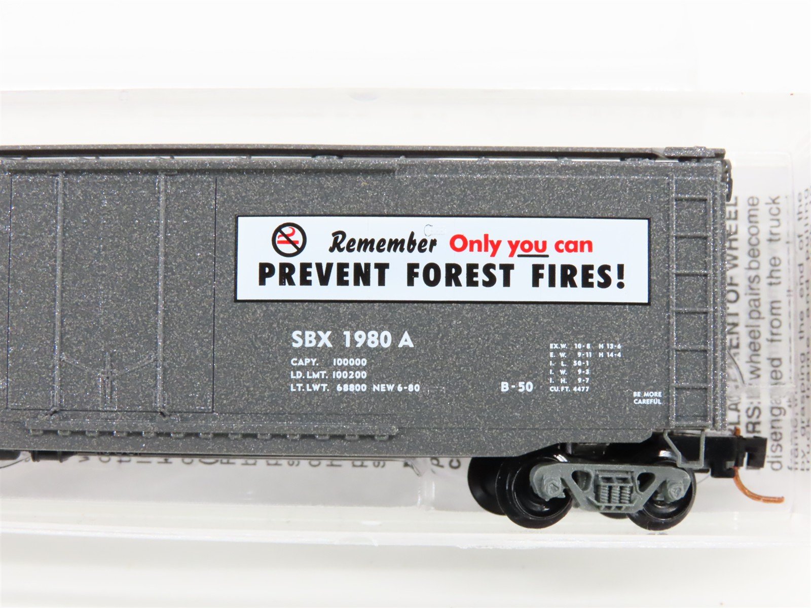 N Scale Micro-Trains MTL 03200404 SBX Smokey Bear 50' Plug Door Box Car #1980A