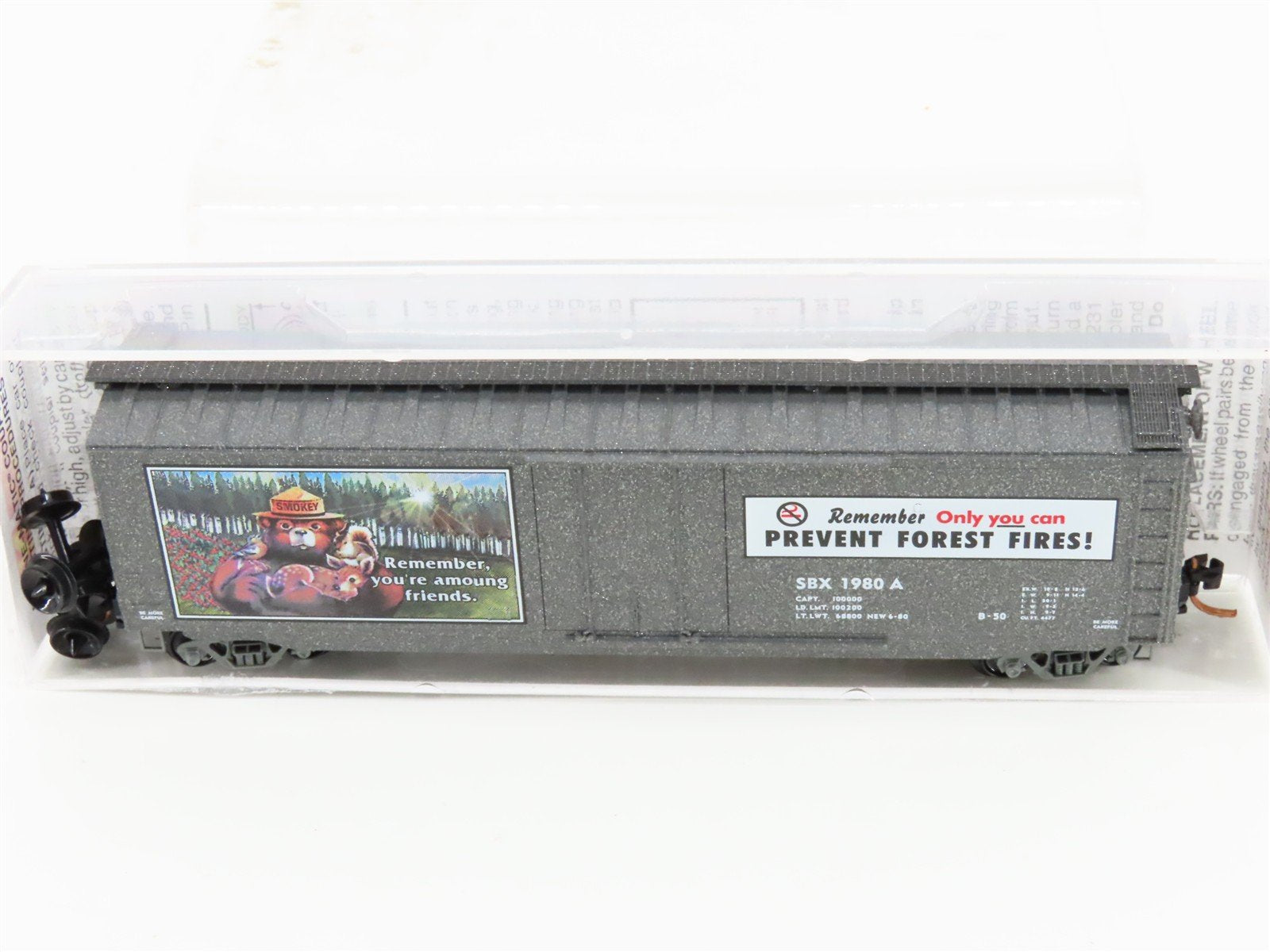 N Scale Micro-Trains MTL 03200404 SBX Smokey Bear 50' Plug Door Box Car #1980A