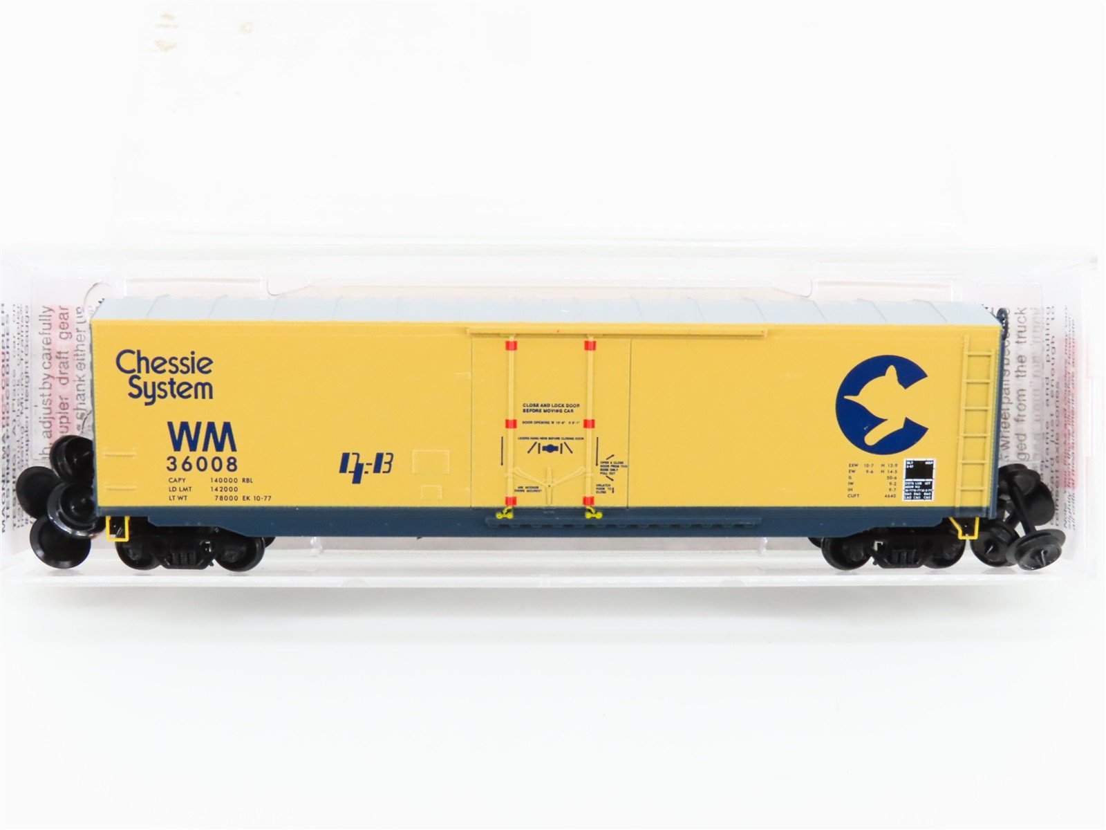 N Scale Micro-Trains MTL 03800320 WM Chessie System 50' Plug Door Box Car #36008