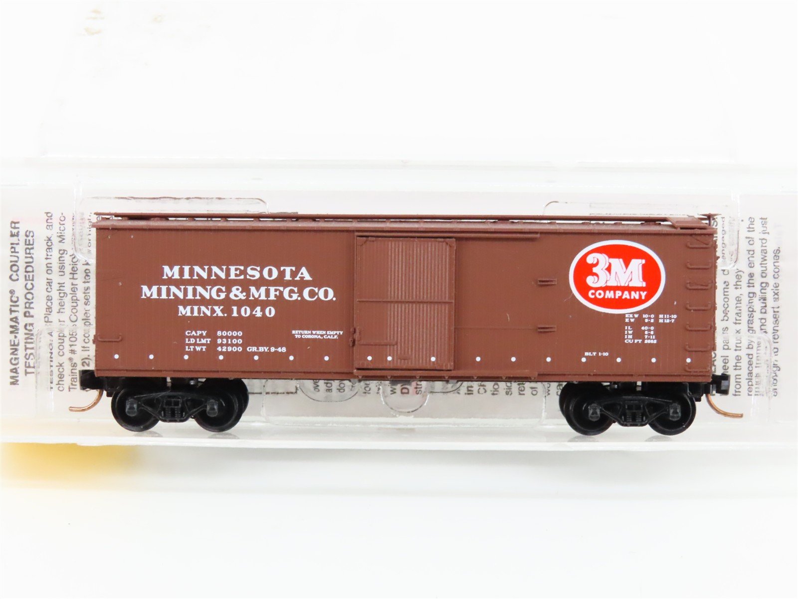 N Scale Micro-Trains MTL 39190 MINX Minnesota Mining & Mfg. 40' Box Car #1040