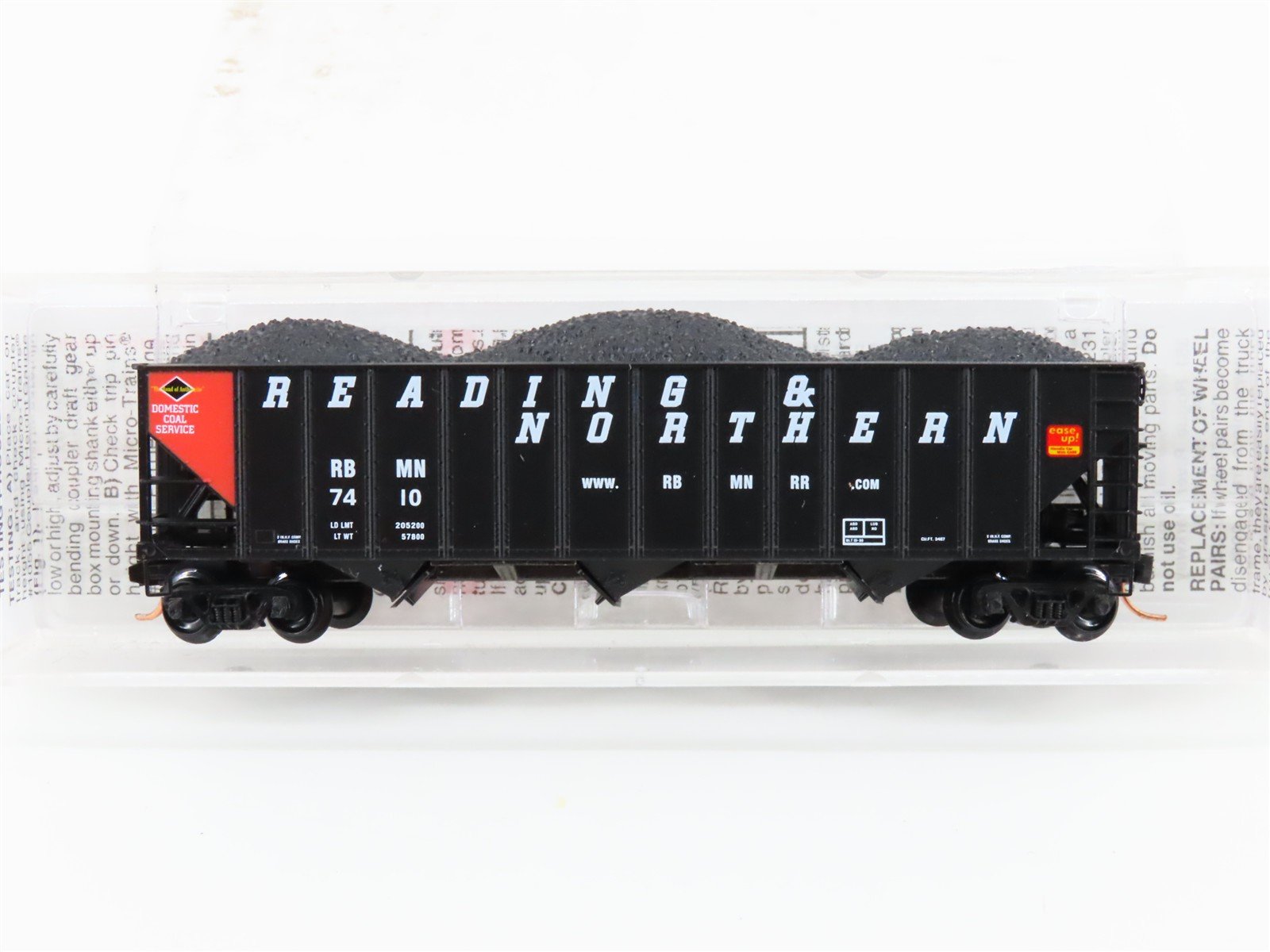 N Micro-Trains MTL 108090 RBMN Reading & Northern 3-Bay Hopper #7410 w/ Load