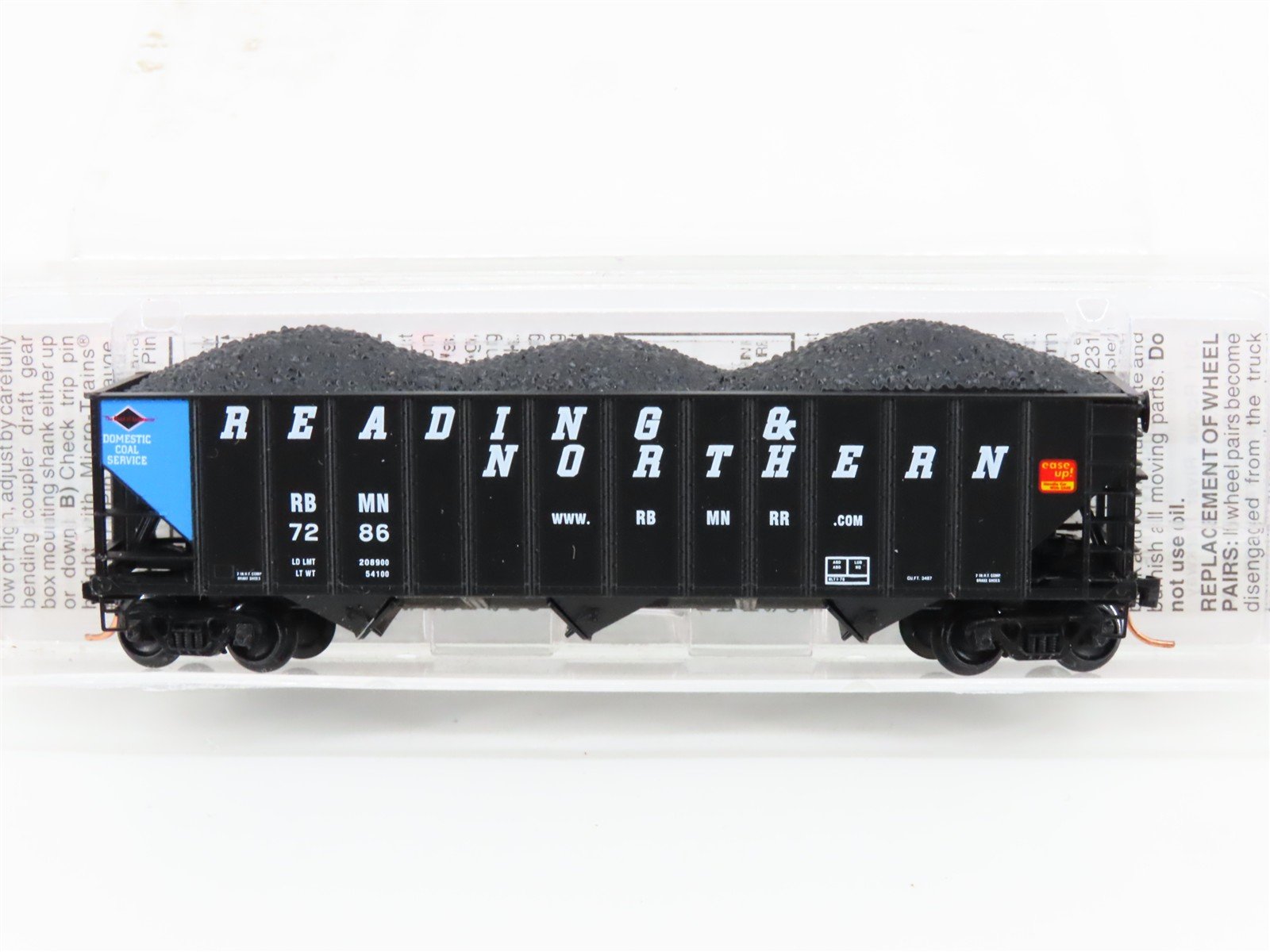 N Micro-Trains MTL 108080 RBMN Reading & Northern 3-Bay Hopper #7286 w/ Load