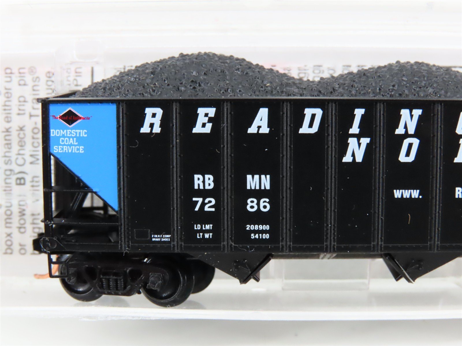 N Micro-Trains MTL 108080 RBMN Reading & Northern 3-Bay Hopper #7286 w/ Load