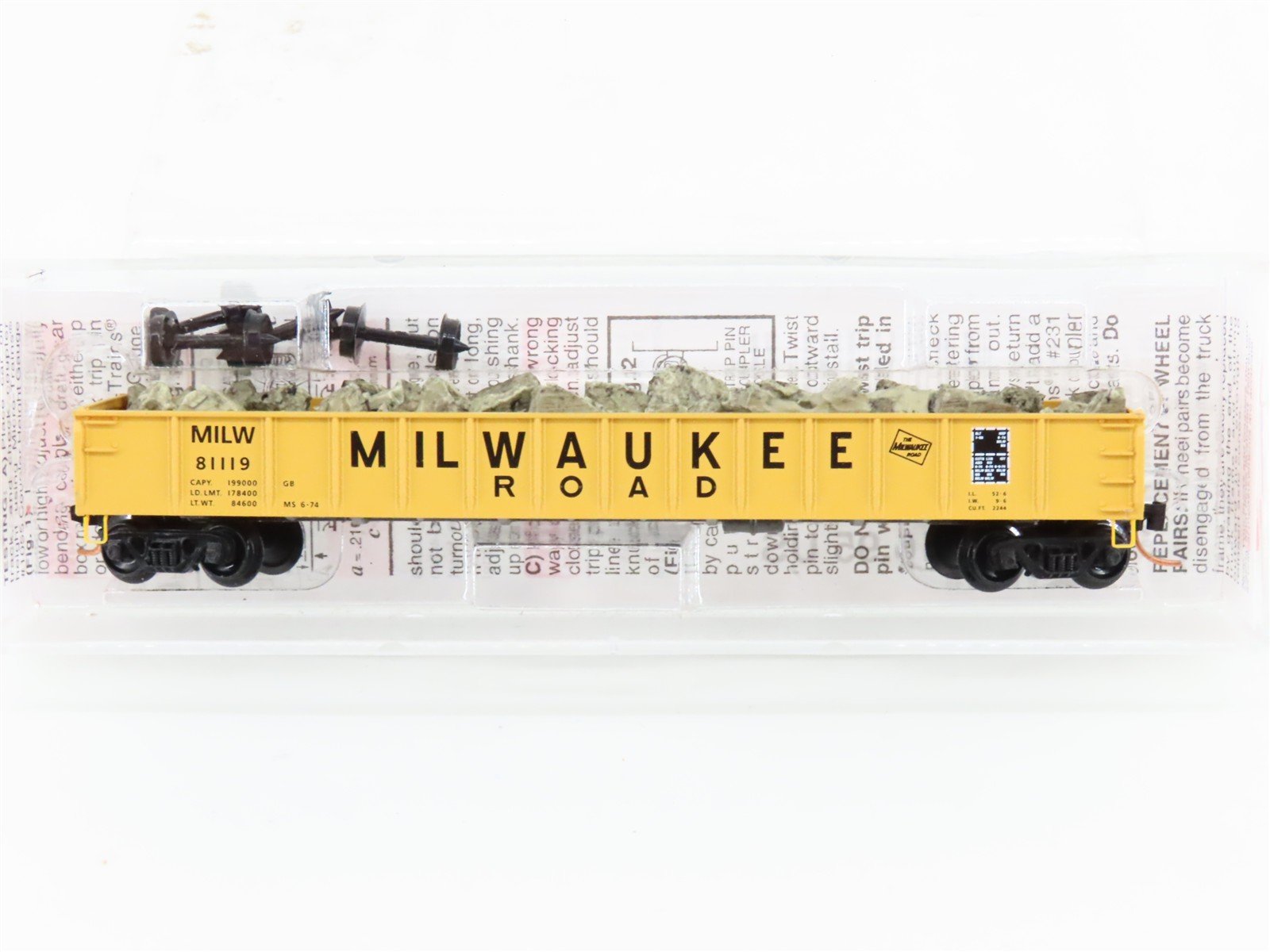 N Micro-Trains MTL 48110.2 MILW Milwaukee Road 50' Gondola #81119 w/ Rock Load