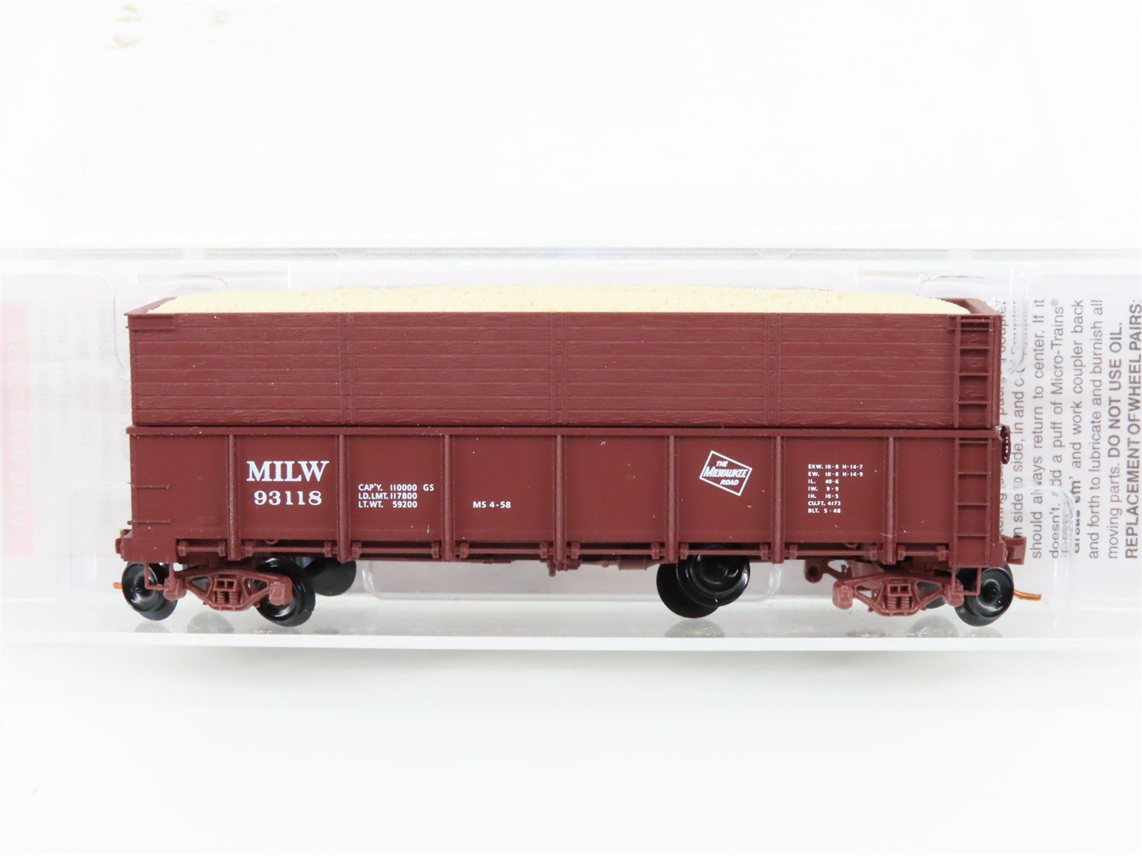 N Micro-Trains MTL 08400031 MILW 40' Gondola w/ Side Extensions #93118 w/ Load
