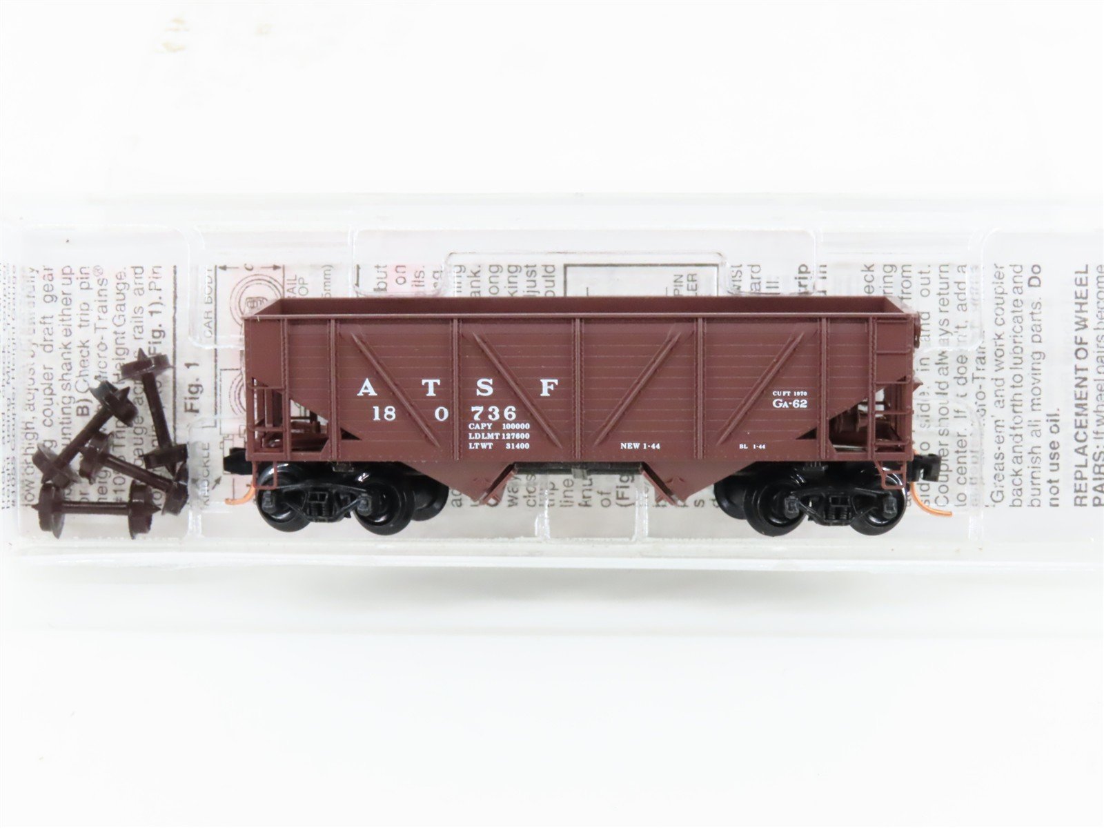 N Scale Micro-Trains MTL 57010 ATSF Santa Fe 2-Bay Open Hopper #180736