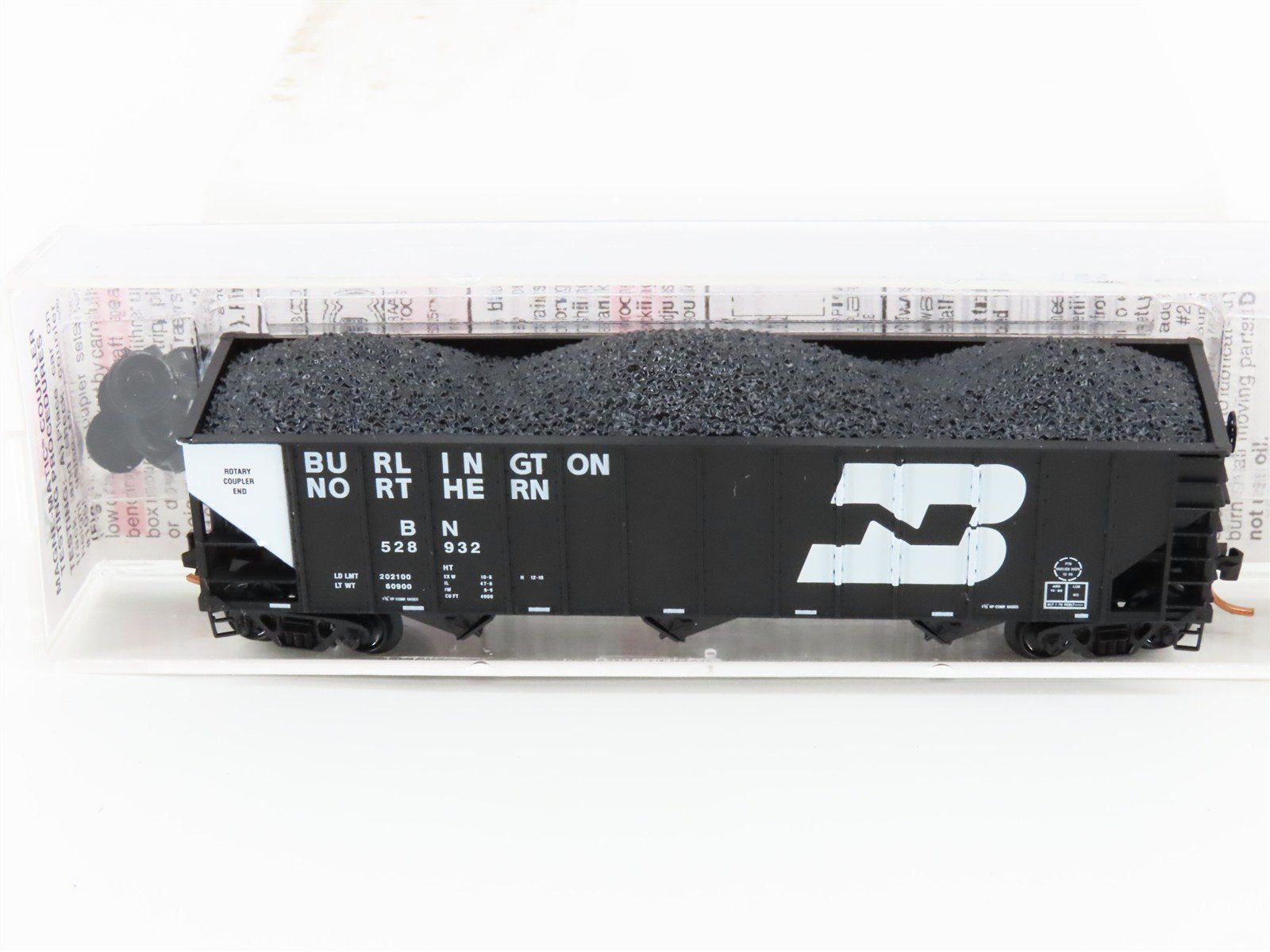 N Micro-Trains MTL 108110 BN Burlington Northern 3-Bay Hopper #528932 w/ Load