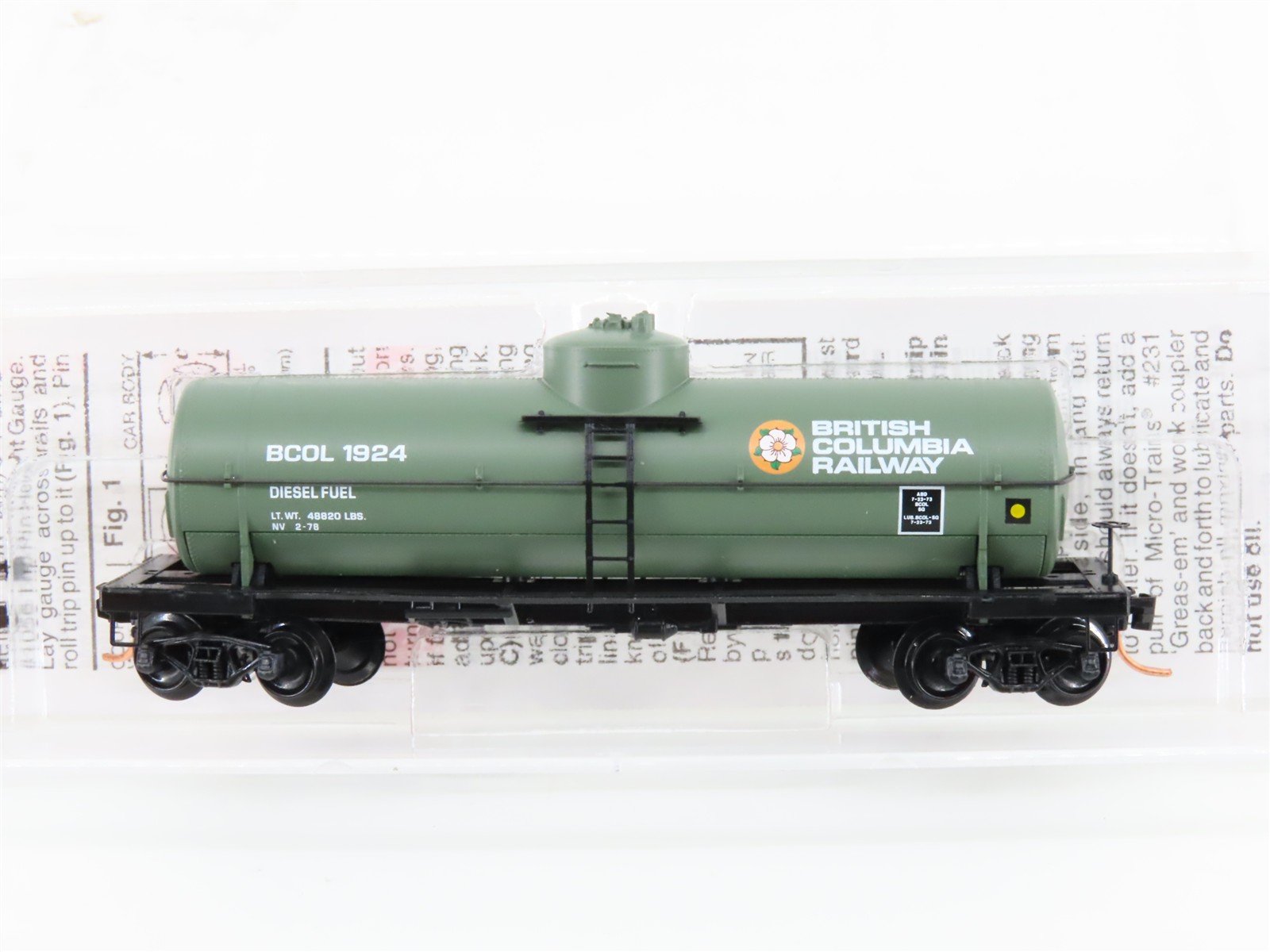 N Scale Micro-Trains MTL 65530 BCOL British Columbia Single Dome Tank Car #1924