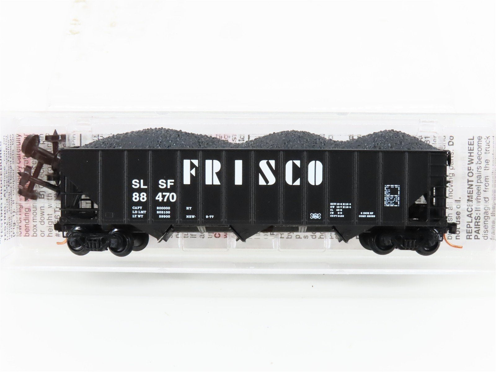 N Scale Micro-Trains MTL 10800170 SL-SF Frisco 3-Bay Hopper #88470 w/ Coal Load