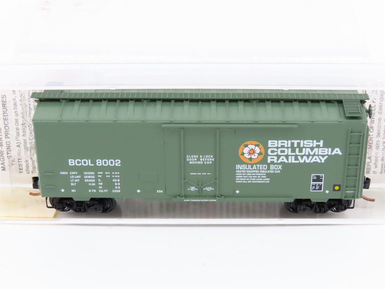 N Scale Micro-Trains MTL 21230 BCOL British Columbia 40' Plug Door Box Car #8002