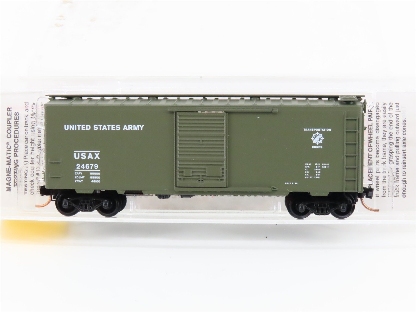 N Scale Micro-Trains MTL 20456 USAX United States Army 40' Box Car #24679