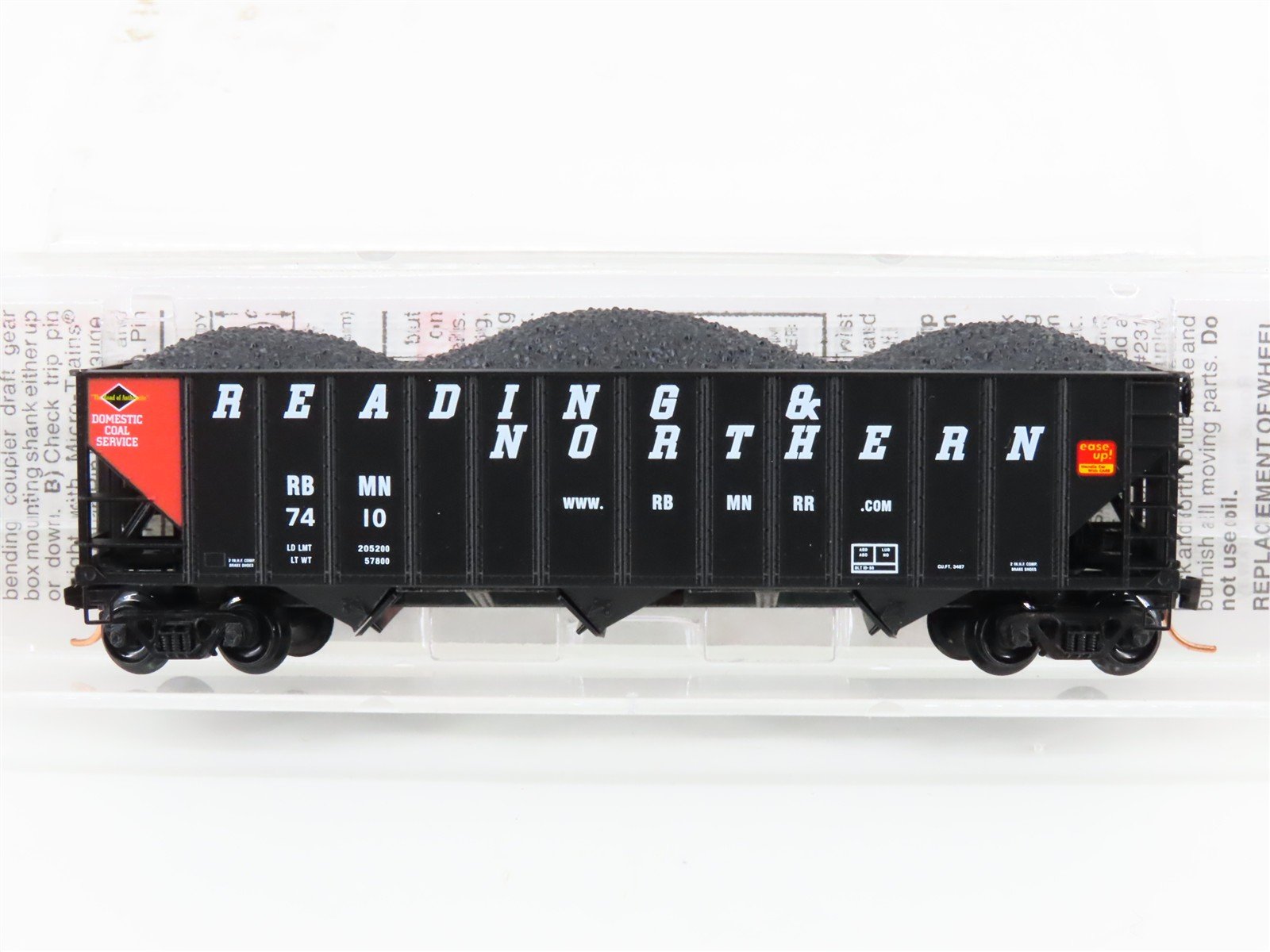 N Micro-Trains MTL 108090 RBMN Reading & Northern 3-Bay Hopper #7410 w/ Load