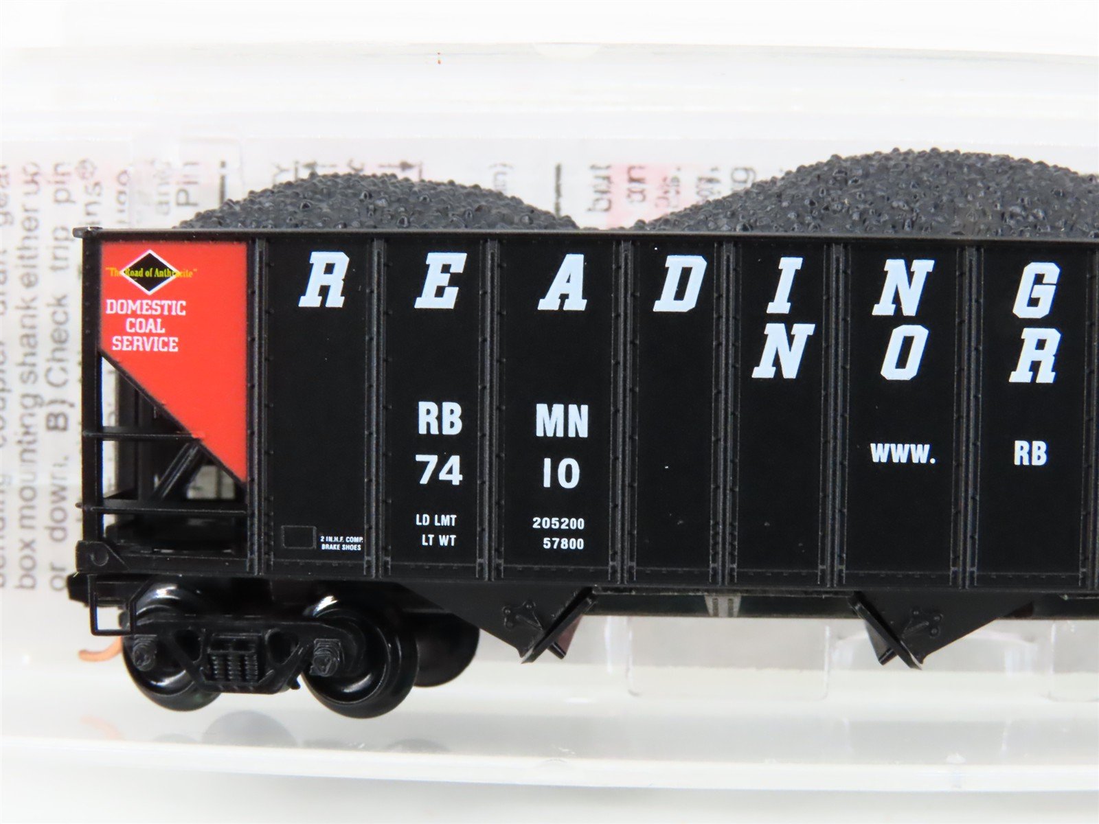 N Micro-Trains MTL 108090 RBMN Reading & Northern 3-Bay Hopper #7410 w/ Load