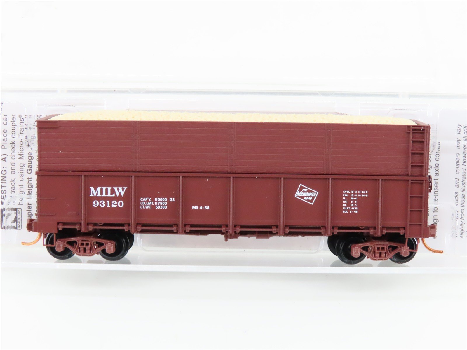 N Micro-Trains MTL 08400032 MILW 40' Gondola w/ Side Extensions #93120 w/ Load