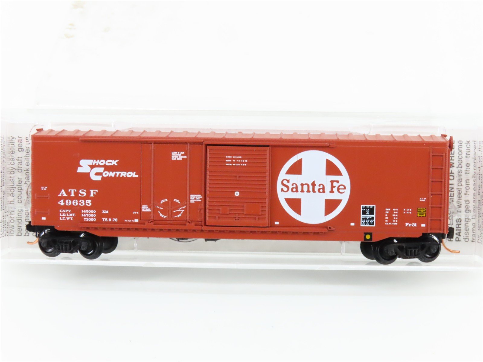 N Scale Micro-Trains MTL 76030 ATSF Santa Fe Shock Control 50' Box Car #49635