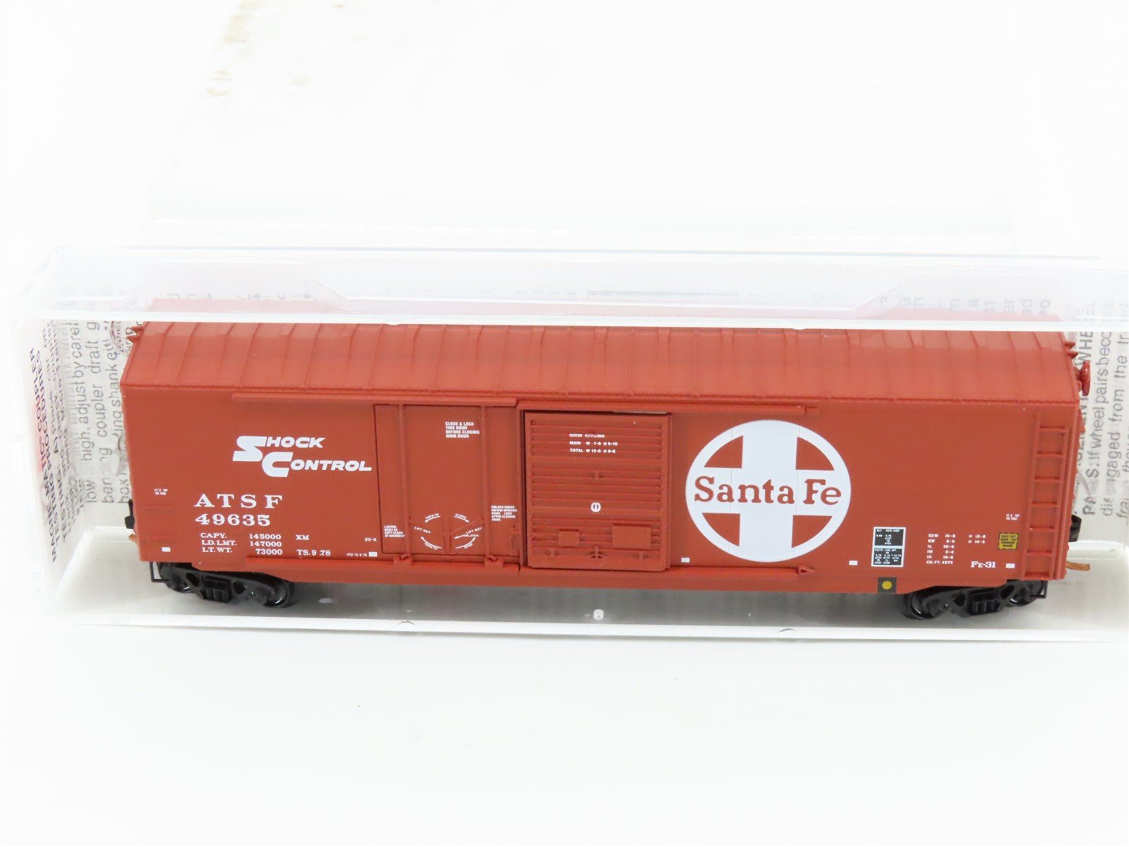 N Scale Micro-Trains MTL 76030 ATSF Santa Fe Shock Control 50' Box Car #49635