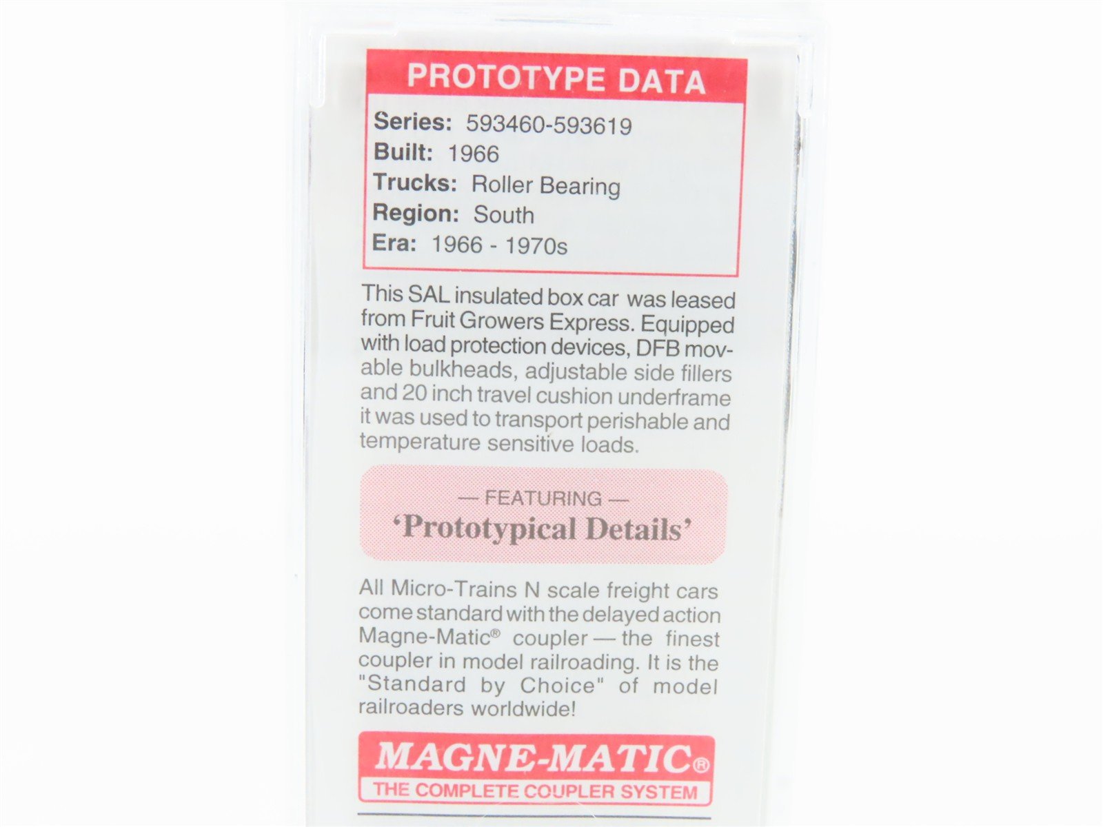 N Scale Micro-Trains MTL 03800380 SAL Fruit Growers Express 50' Box Car #593491