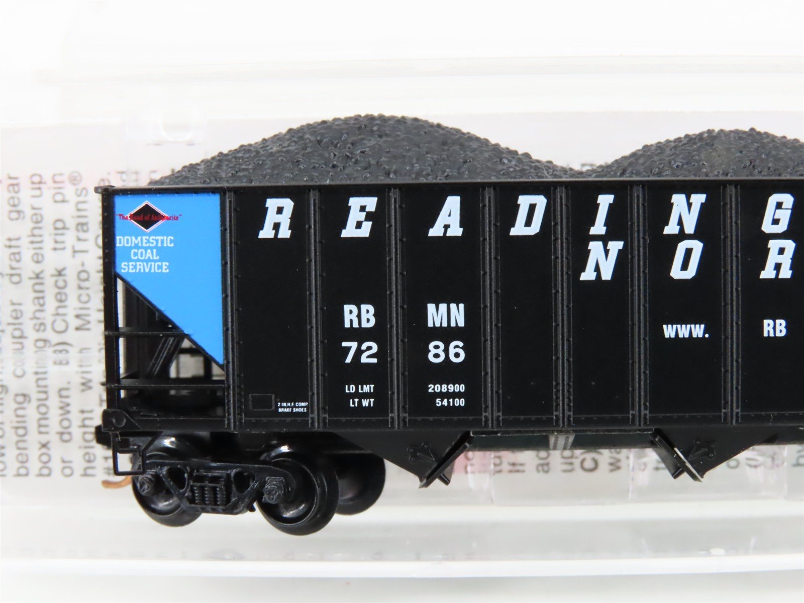 N Micro-Trains MTL 108080 RBMN Reading & Northern 3-Bay Hopper #7286 w/ Load