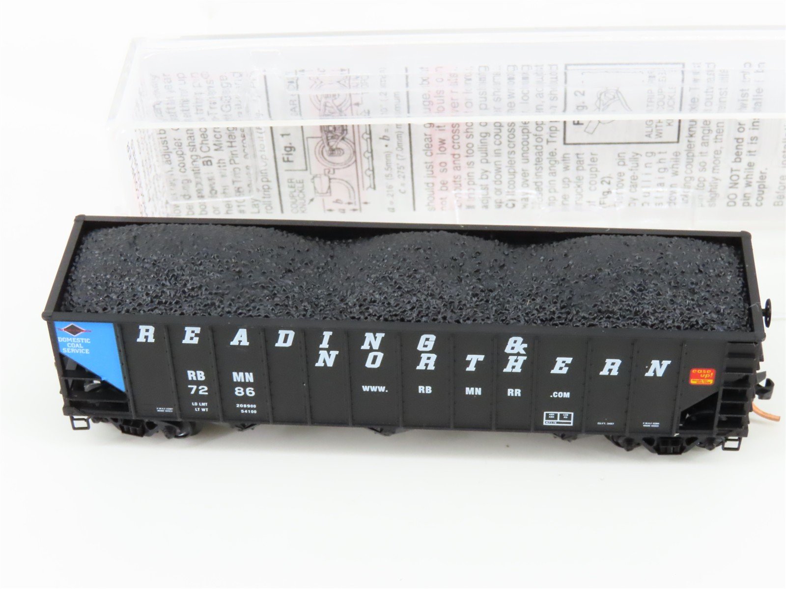 N Micro-Trains MTL 108080 RBMN Reading & Northern 3-Bay Hopper #7286 w/ Load