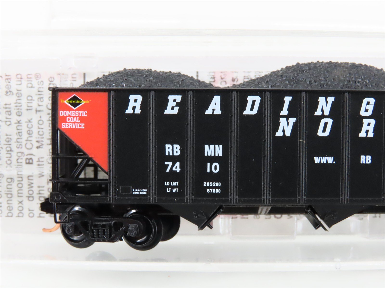 N Micro-Trains MTL 108090 RBMN Reading & Northern 3-Bay Hopper #7410 w/ Load