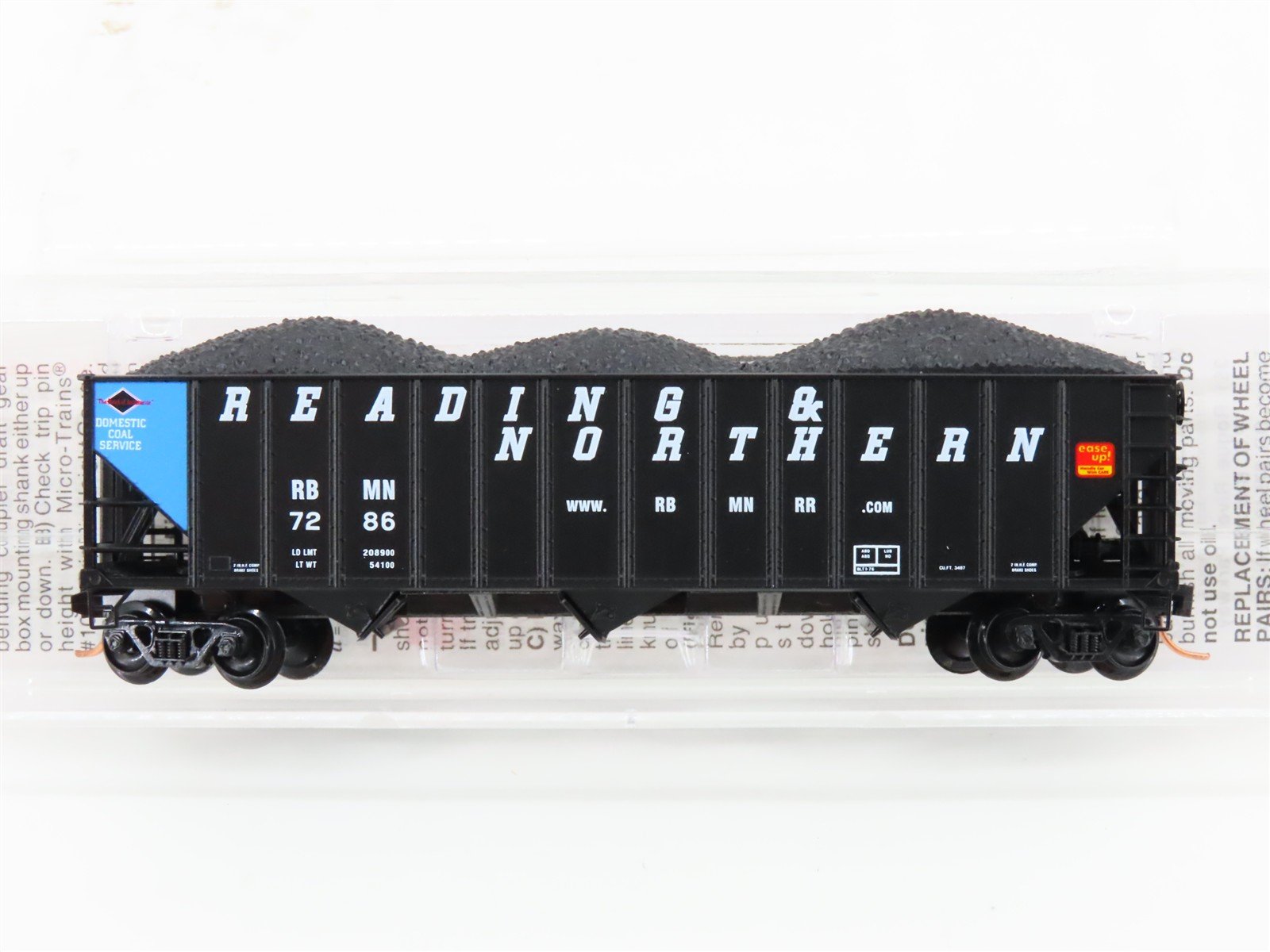 N Micro-Trains MTL 108080 RBMN Reading & Northern 3-Bay Hopper #7286 w/ Load