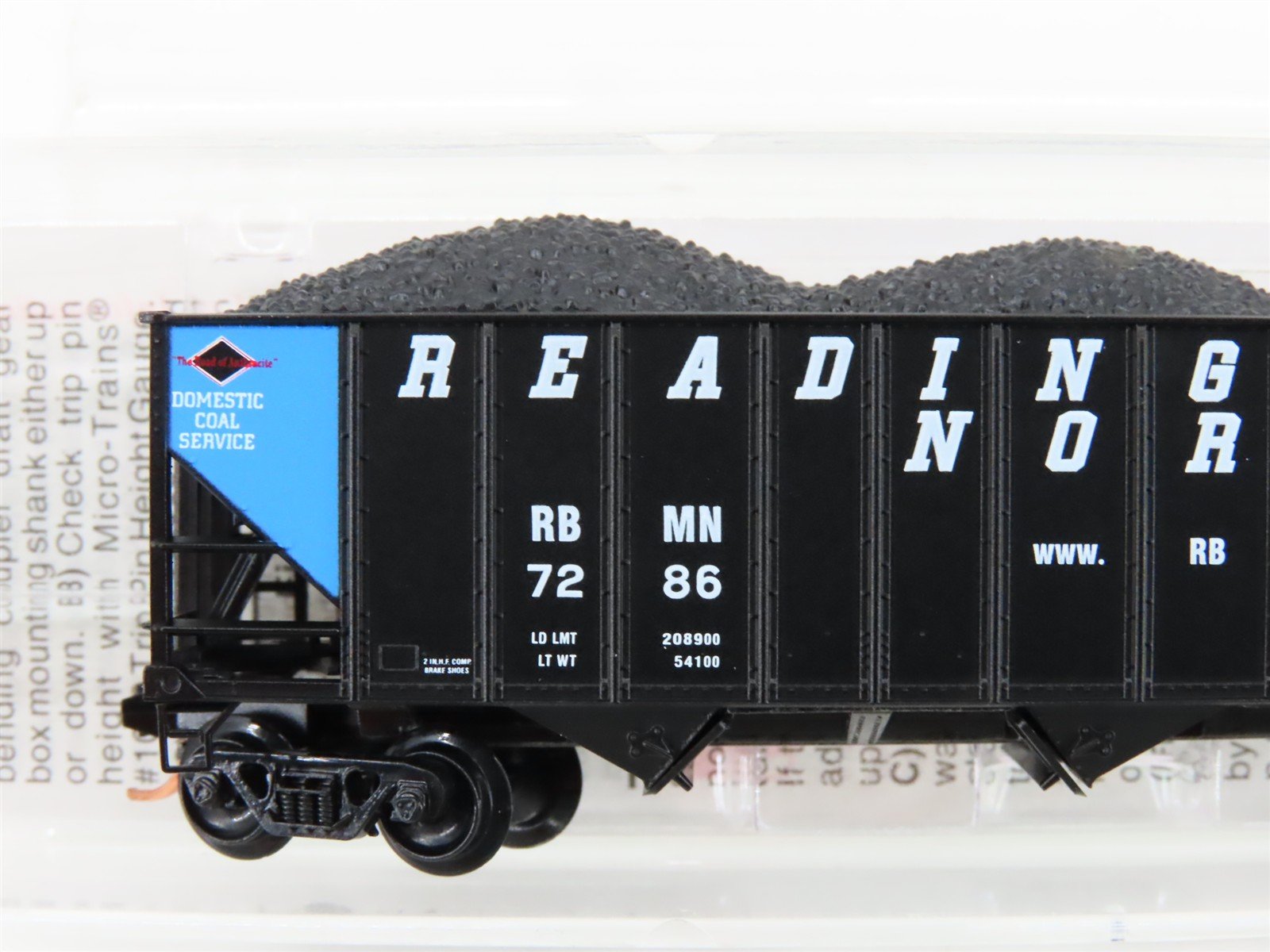 N Micro-Trains MTL 108080 RBMN Reading & Northern 3-Bay Hopper #7286 w/ Load
