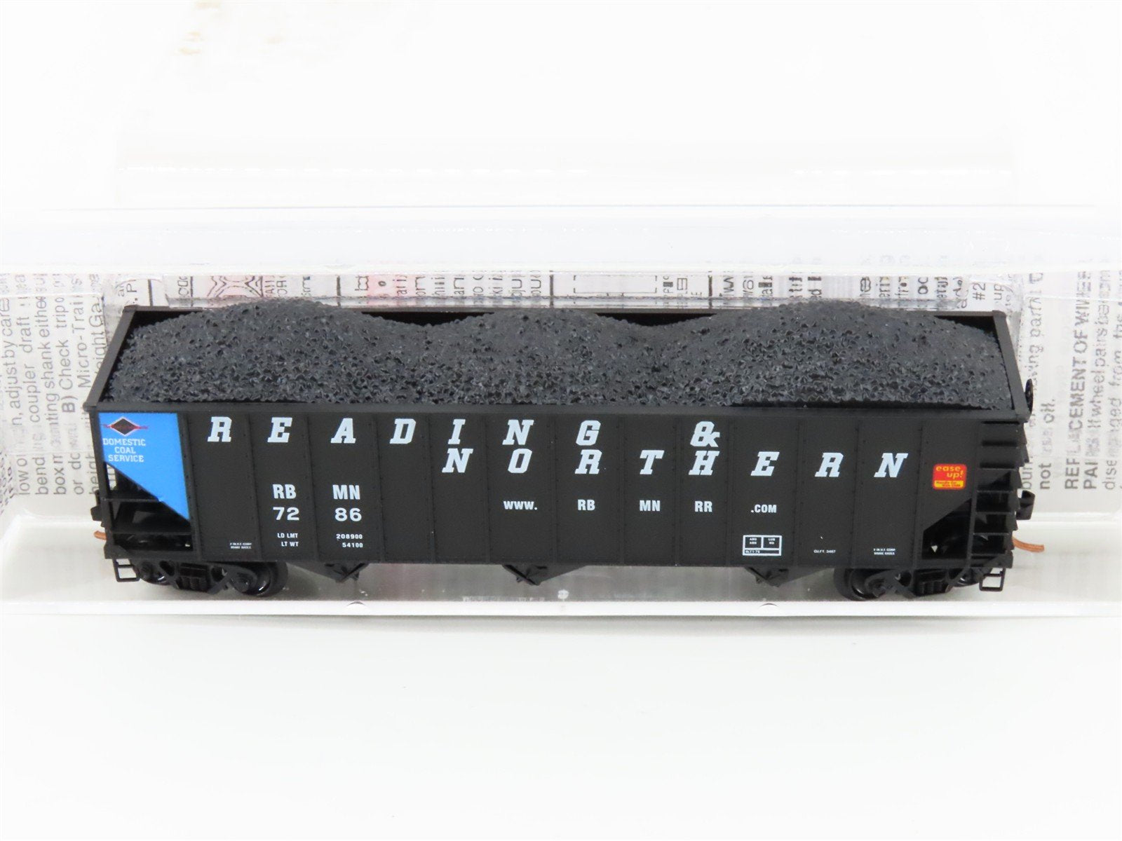 N Micro-Trains MTL 108080 RBMN Reading & Northern 3-Bay Hopper #7286 w/ Load