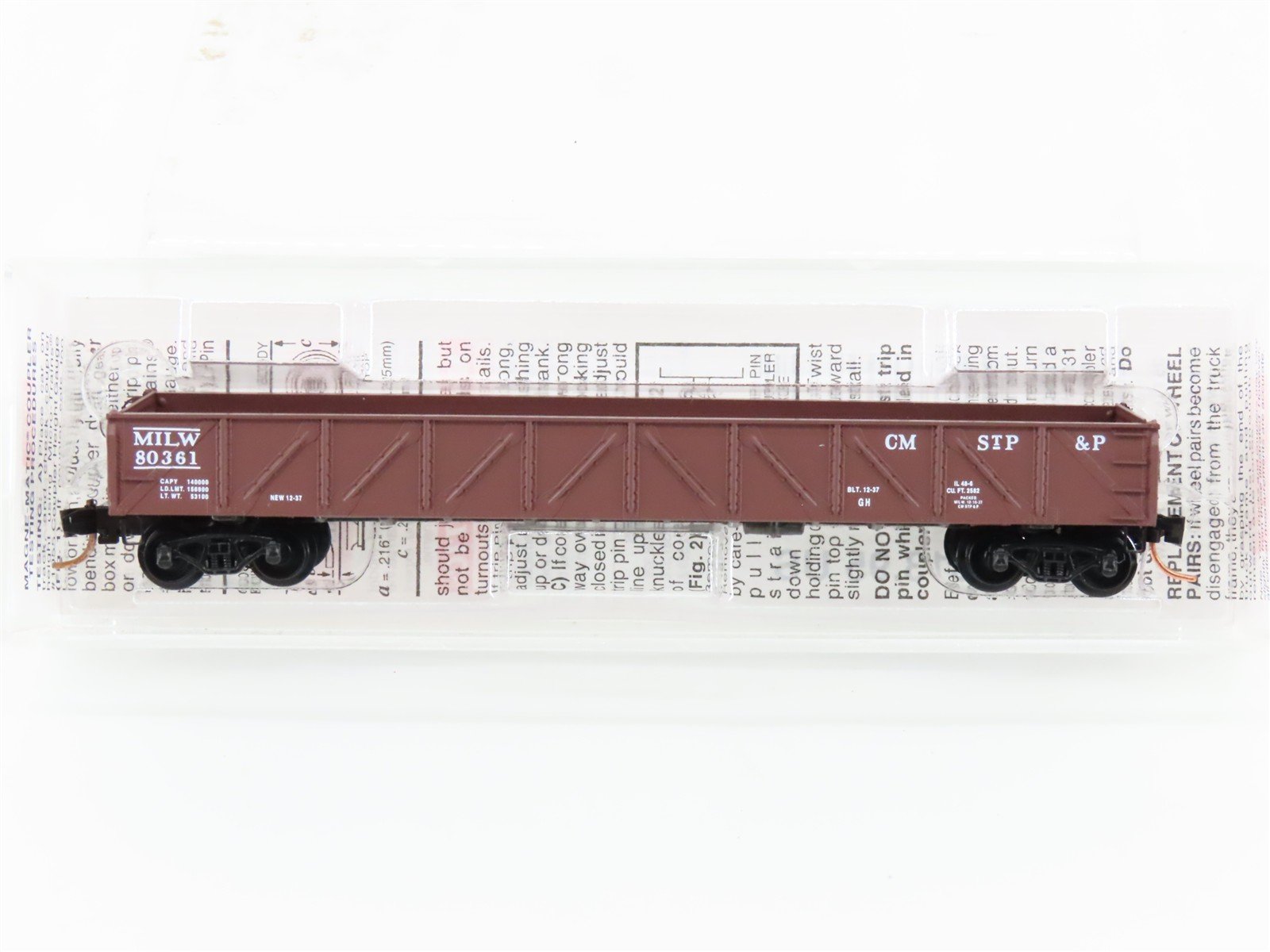 N Scale Micro-Trains MTL 60010 CMStP&P MILW Milwaukee Road 50' Gondola #80361