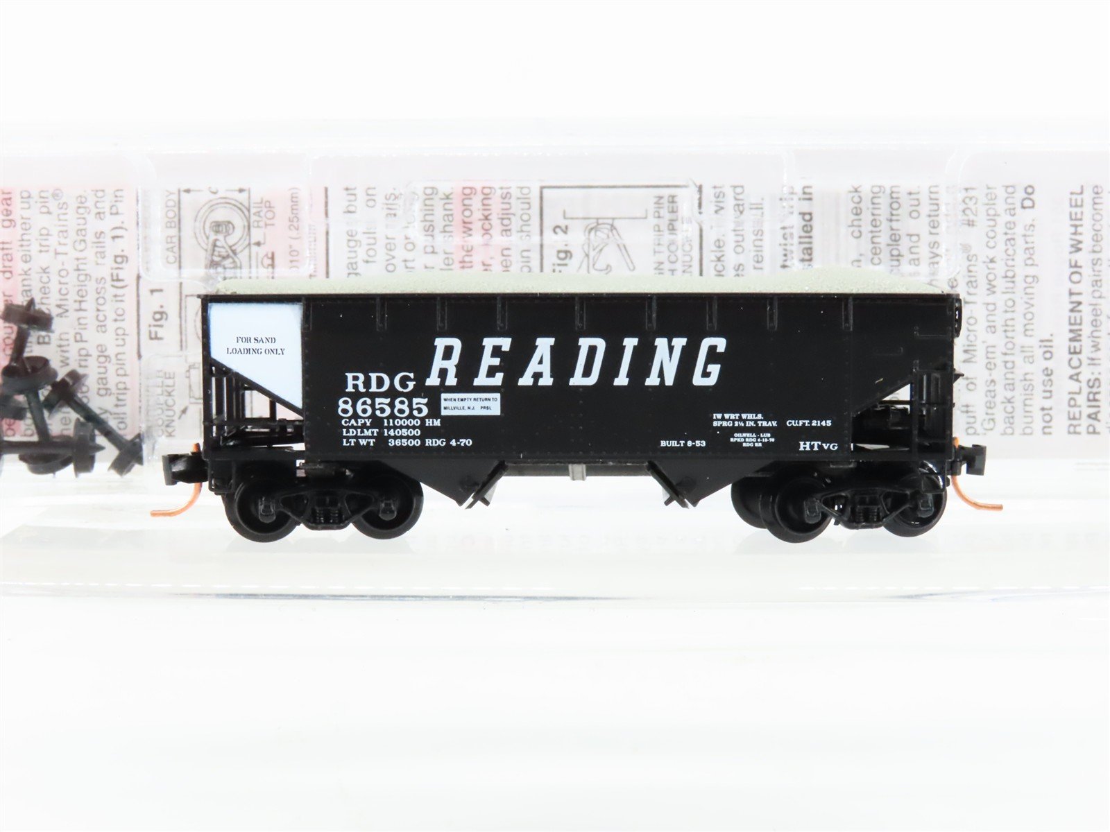 N Scale Micro-Trains MTL 55490 RDG Reading 2-Bay Hopper #86585 w/ Load