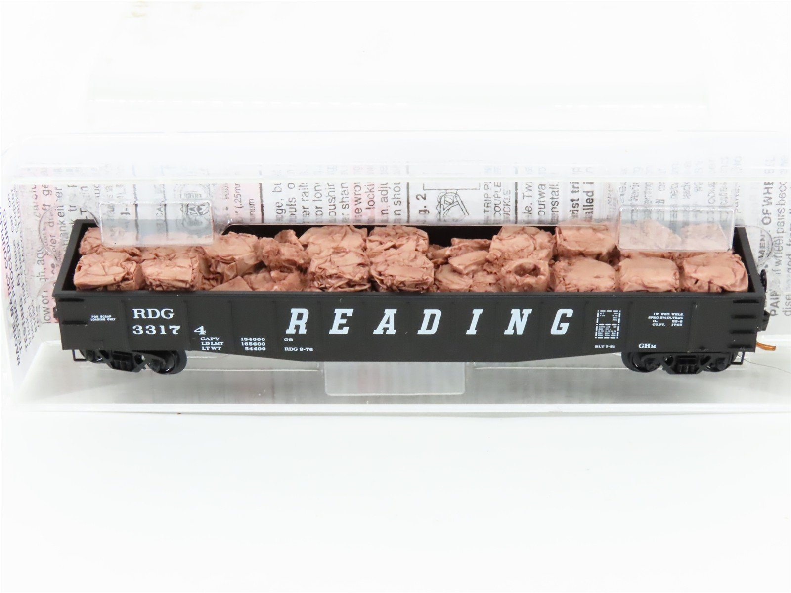 N Scale Micro-Trains MTL 10500150 RDG Reading 50' Gondola #3317 w/ Scrap Load