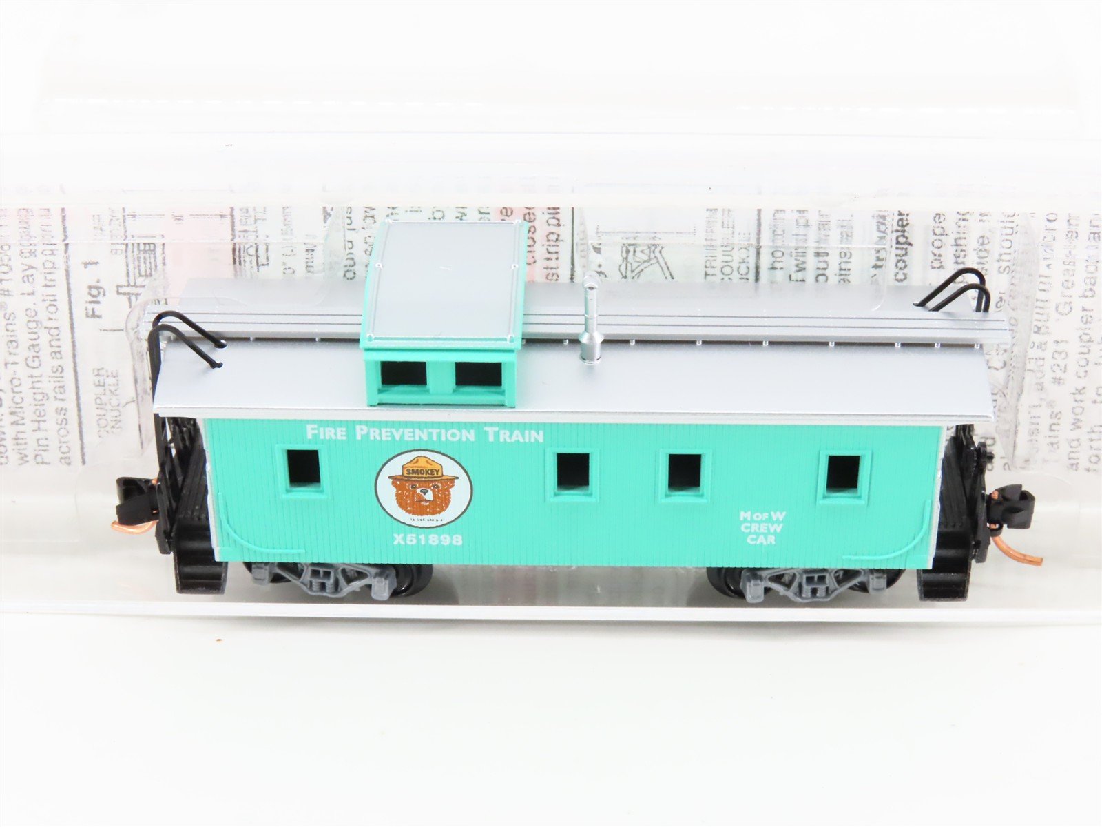 N Scale Micro-Trains MTL 51210 Smokey Bear MW 34' Straight Cupola Caboose X51898