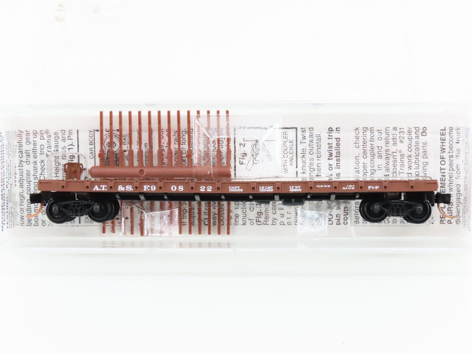 N Scale Micro-Trains MTL 44060 ATSF Santa Fe 50' Straight Side Flat Car #90822
