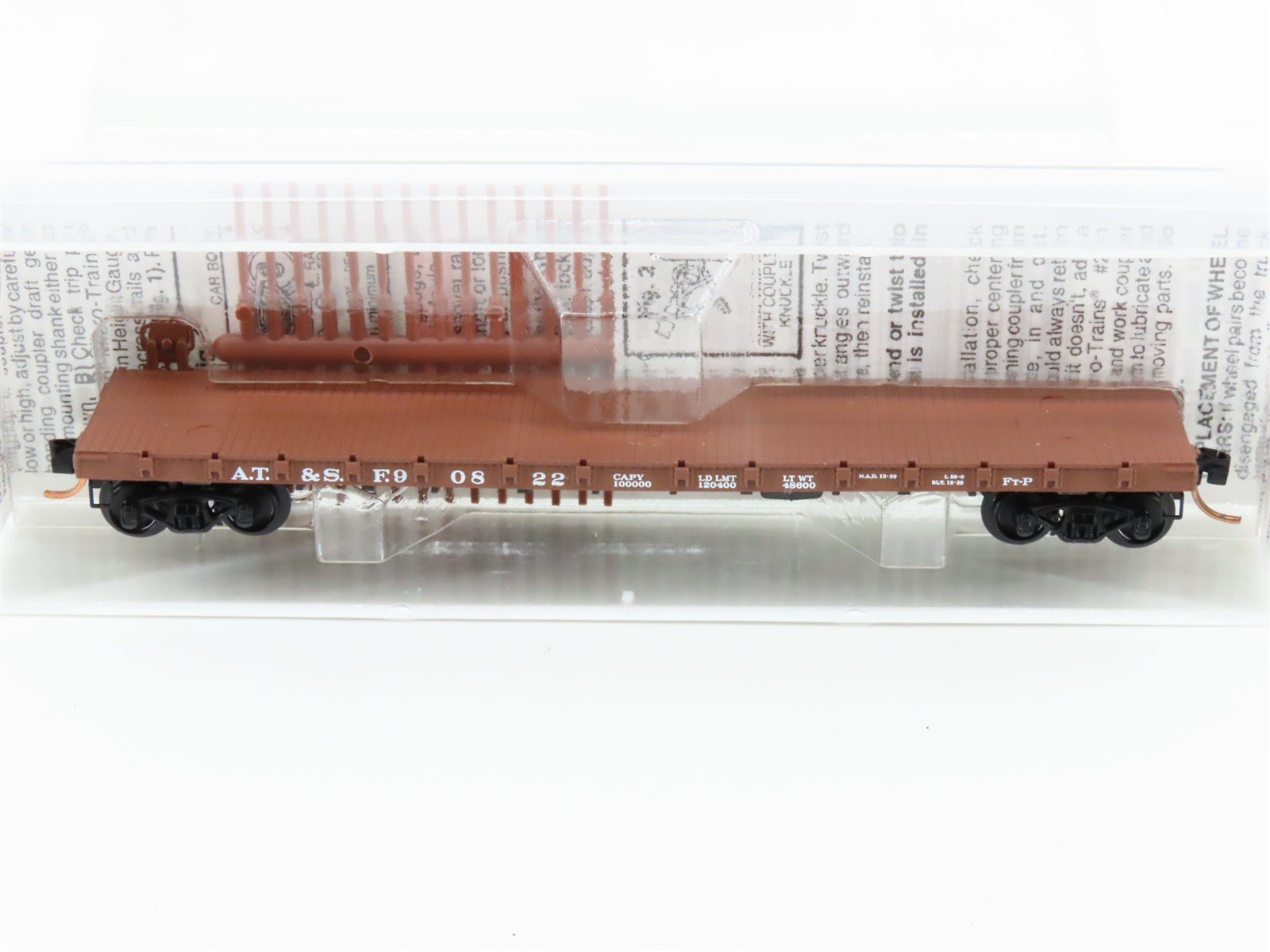 N Scale Micro-Trains MTL 44060 ATSF Santa Fe 50' Straight Side Flat Car #90822