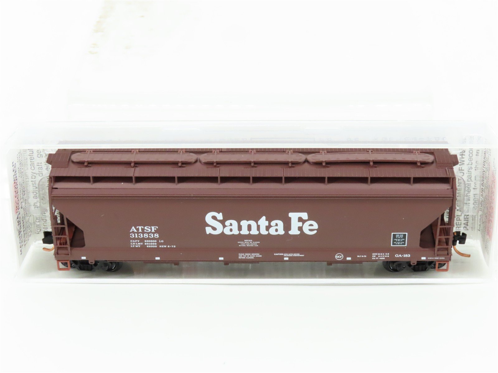 N Scale Micro-Trains MTL 94100 ATSF Santa Fe 3-Bay Covered Hopper #313838