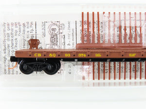 N Scale Micro-Trains MTL 44090 CB&Q Burlington Route 50' Flat Car #93374