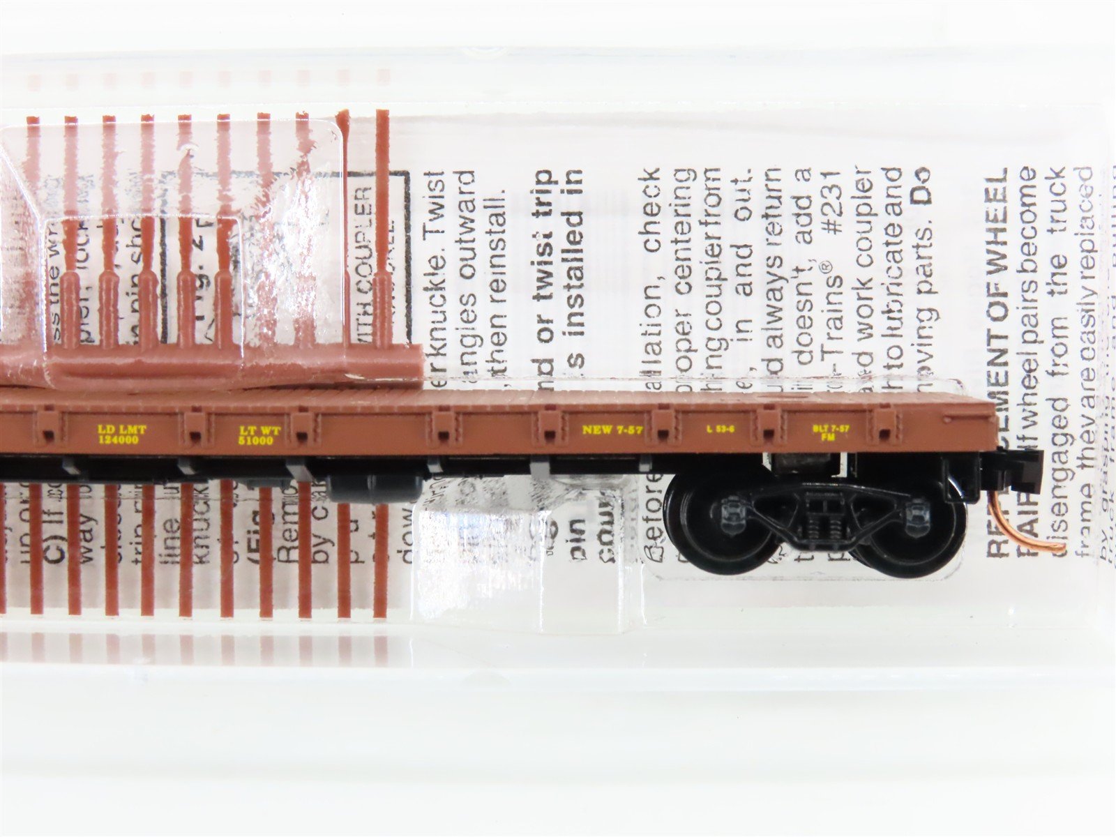 N Scale Micro-Trains MTL 44090 CB&Q Burlington Route 50' Flat Car #93374