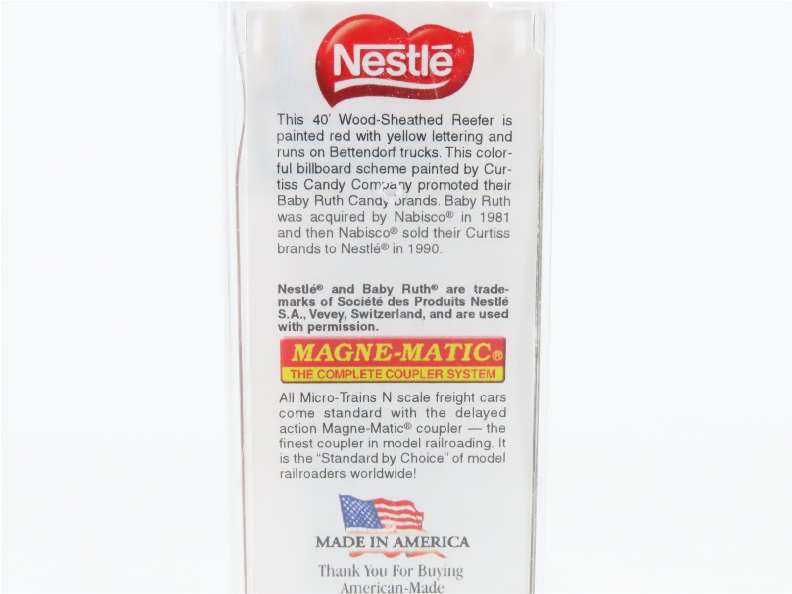 N Scale Micro-Trains MTL 04900730 NADX Nestle Baby Ruth #8 40' Wood Reefer #6266