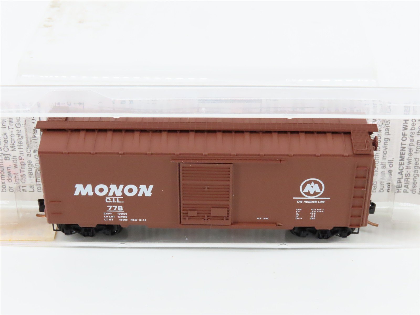 N Scale Micro-Trains MTL 20536 CIL Monon The Hoosier Line 40' Box Car #778