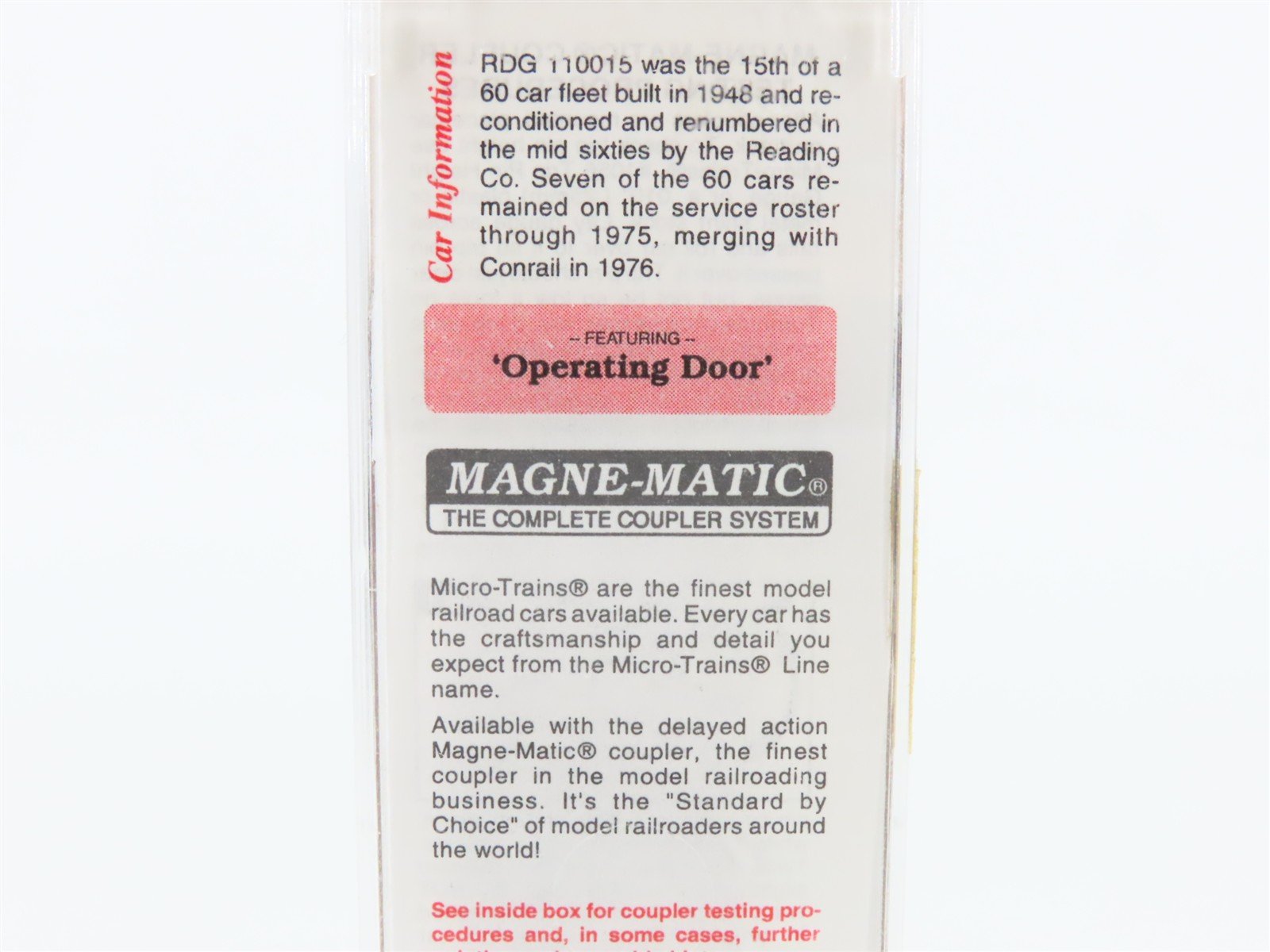 N Scale Micro-Trains MTL 20810 RDG Reading Lines 40' Single Door Box Car #110015
