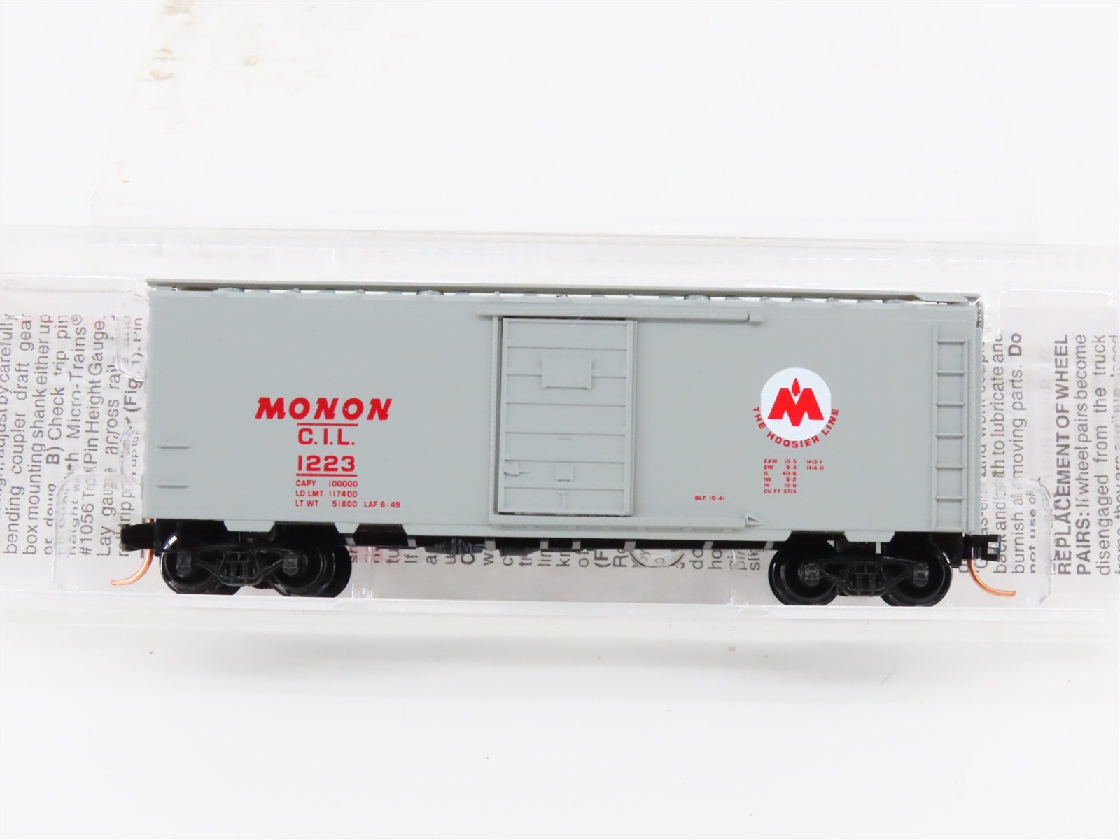N Scale Micro-Trains MTL 20576 CIL Monon The Hoosier Line 40' Box Car #1223