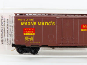 N Scale Micro-Trains MTL 21200 Route of the Magne-Matics 40' Plug Door Boxcar 80