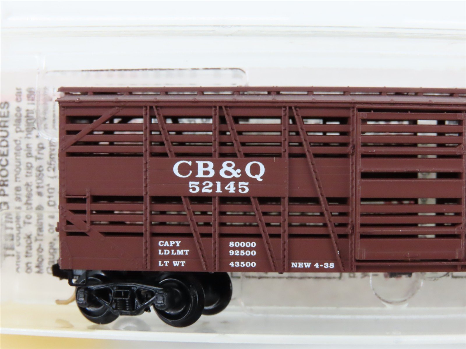 N Micro-Trains MTL 35130 CB&Q Burlington Route 40' Despatch Stock Car #52145