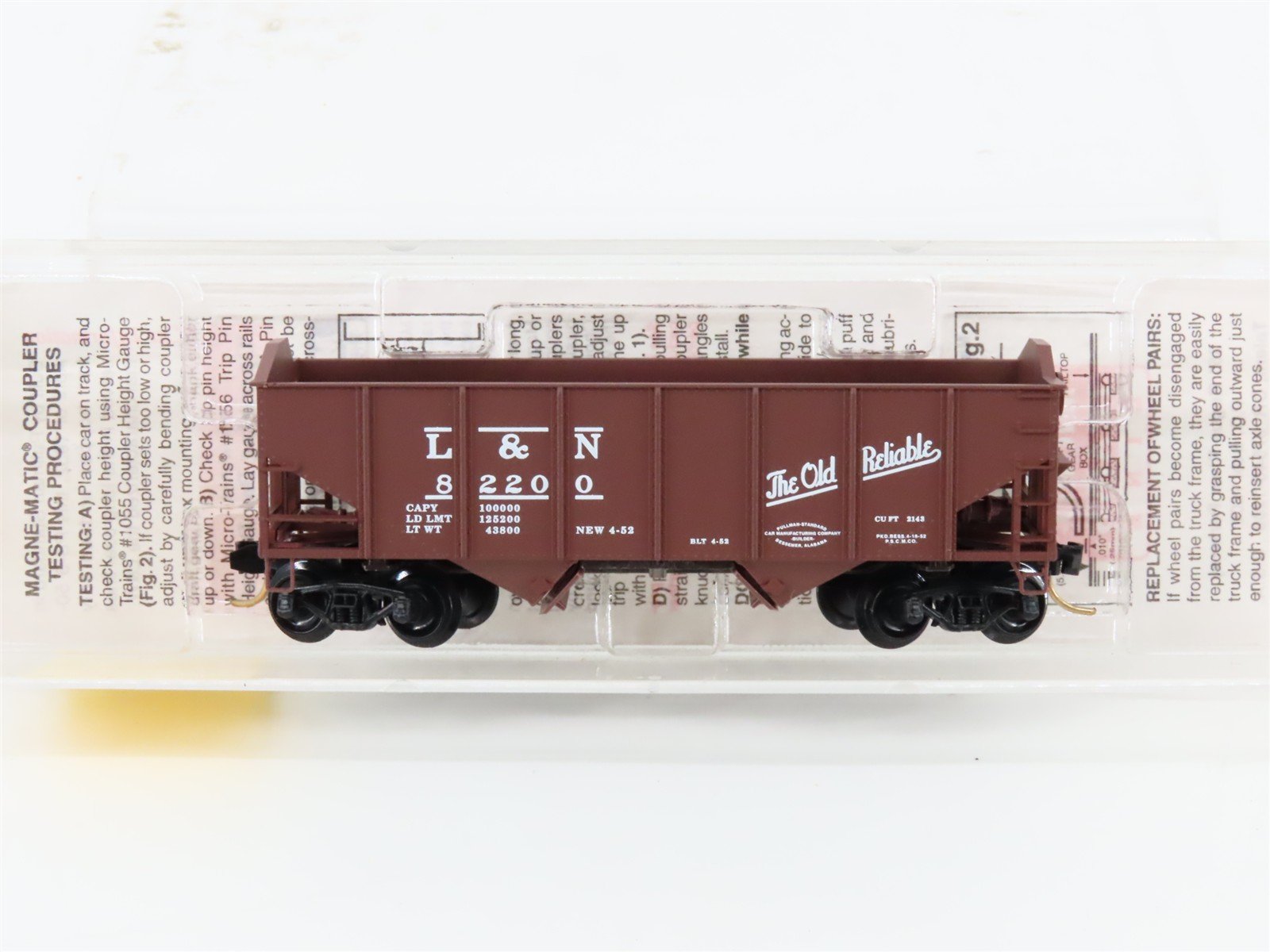 N Scale Micro-Trains MTL 89010 L&N The Old Reliable 2-Bay Open Hopper #82200