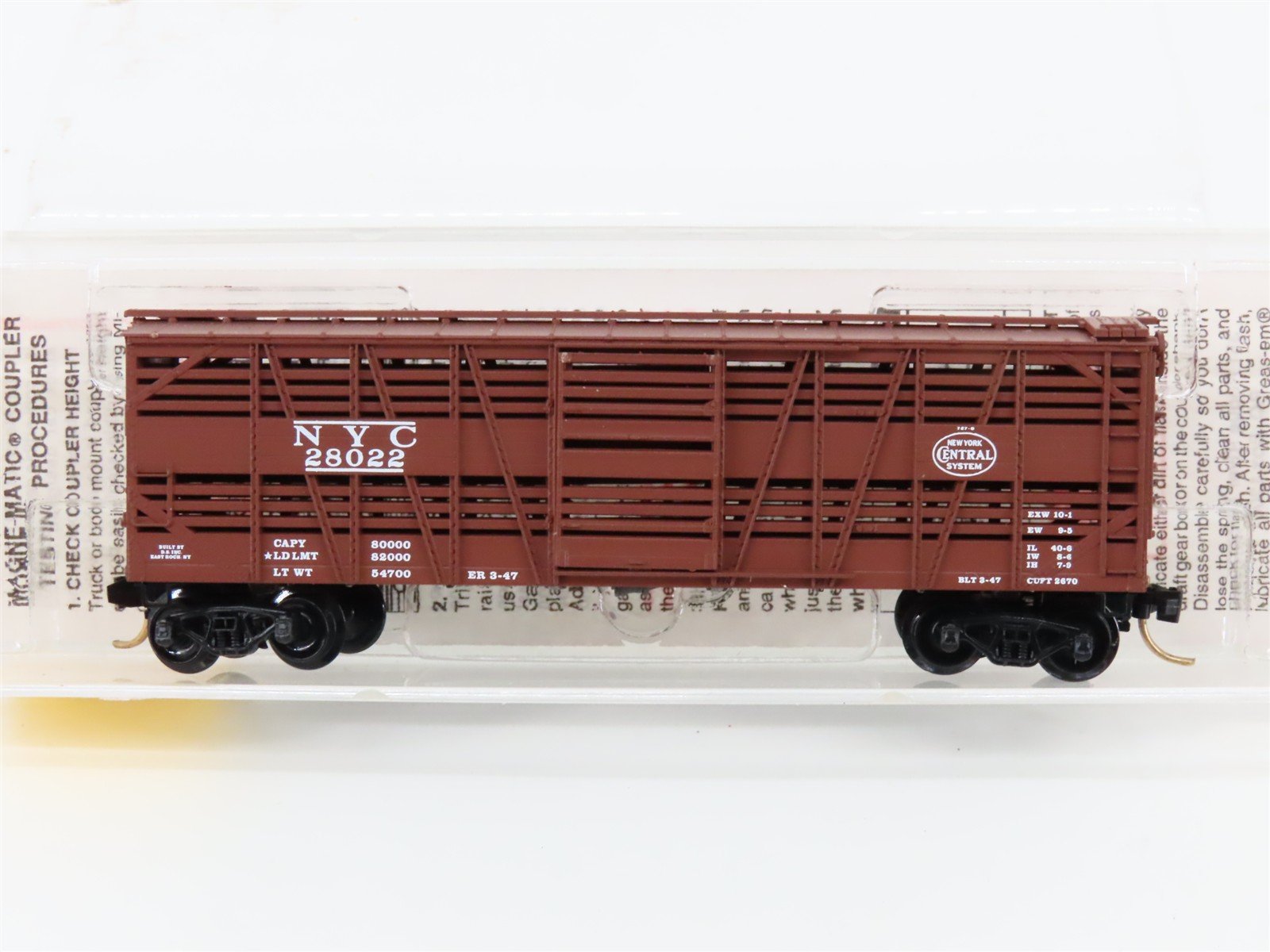 N Scale Micro-Trains MTL 35040 NYC New York Central 40' Despatch Stock Car 28022